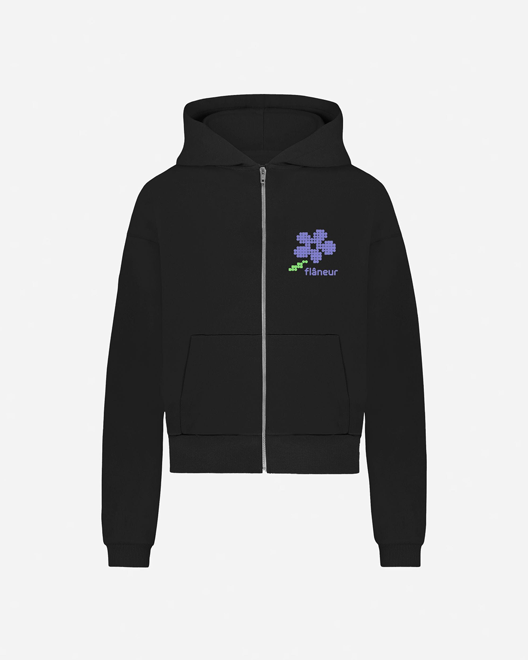 Pixel Flower Zip-Up | Black