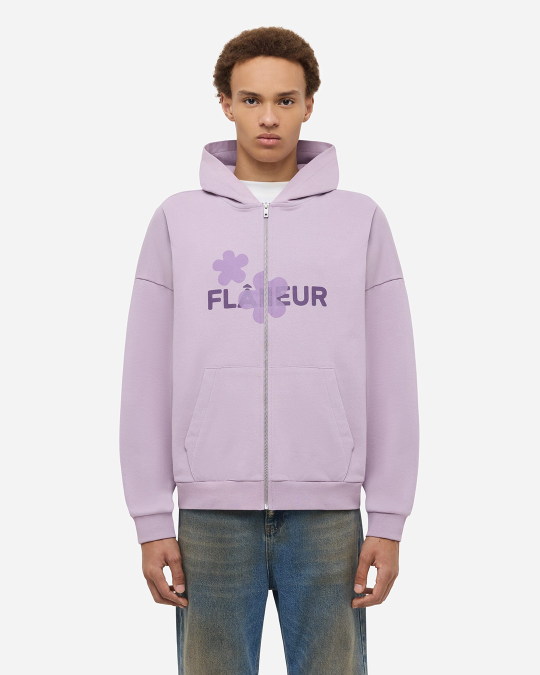 Organic Flower Zip-Up | Soft Purple