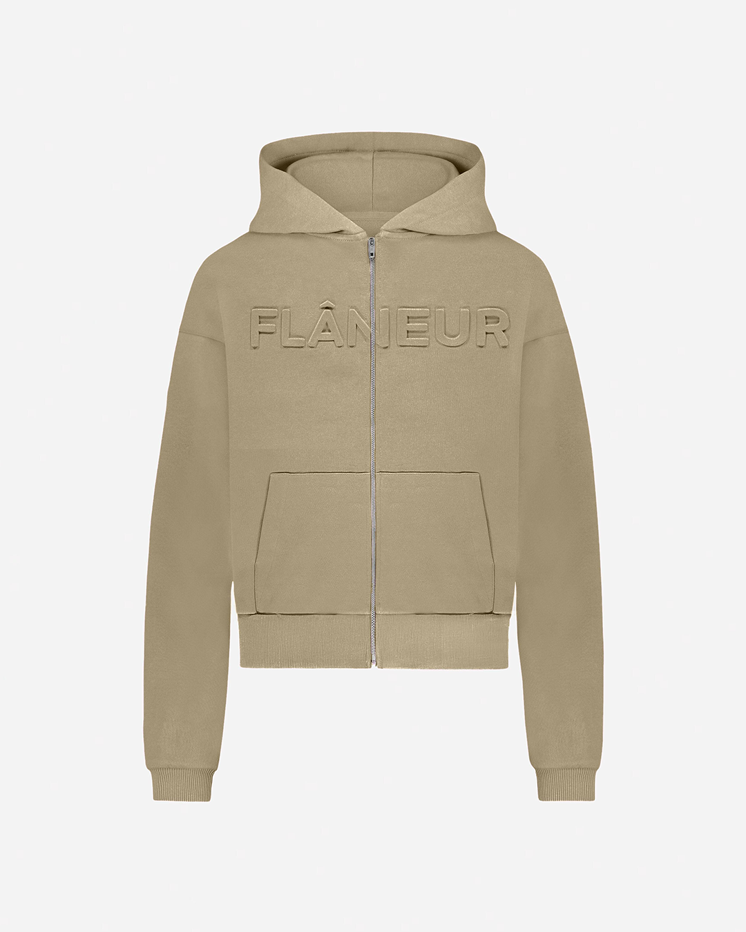 Kapuzenpullover mit Reißverschluss und Prägung | Sand