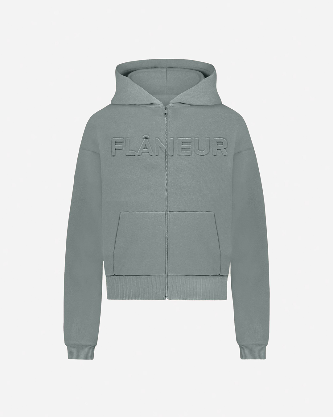 Embossed Zip-Up Hoodie | Midnight Blue