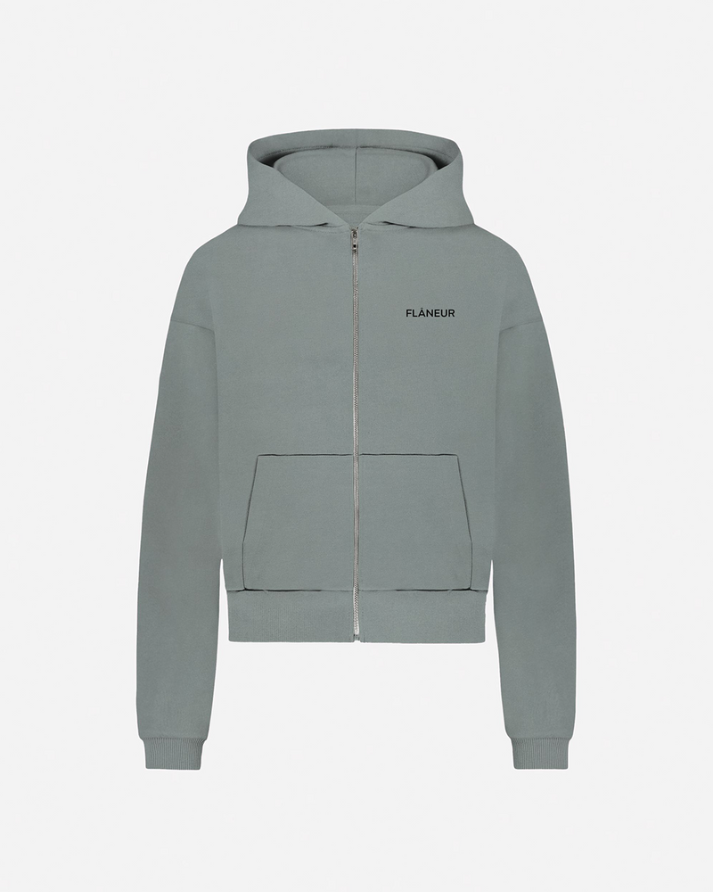 Logo Zip-Up Hoodie | Steel Green