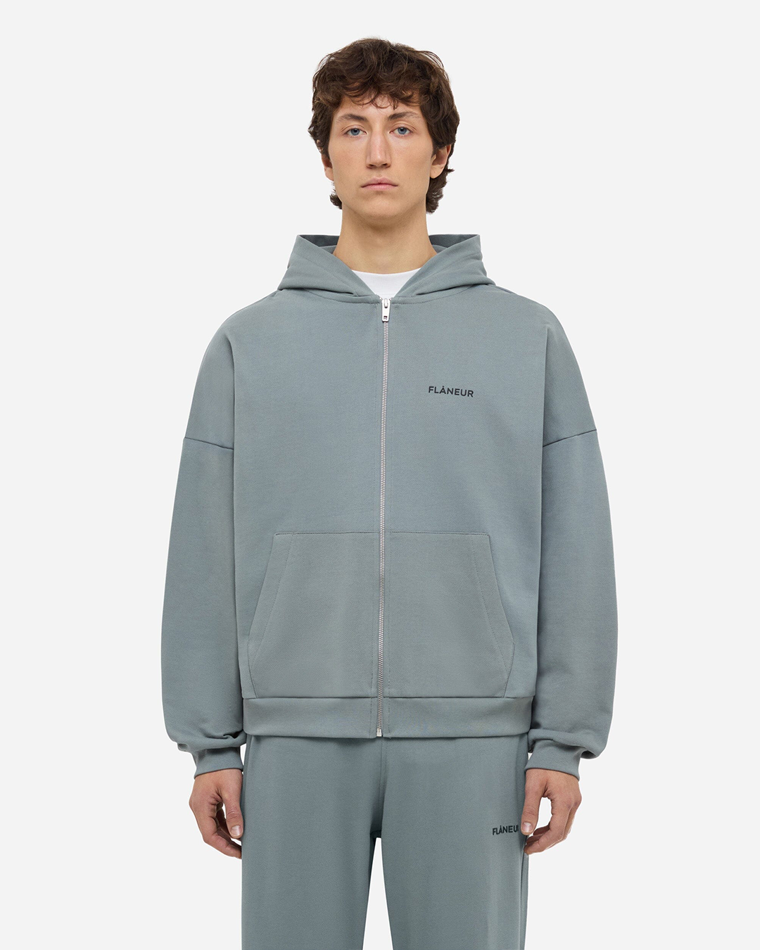 Logo Zip-Up Hoodie | Steel Green