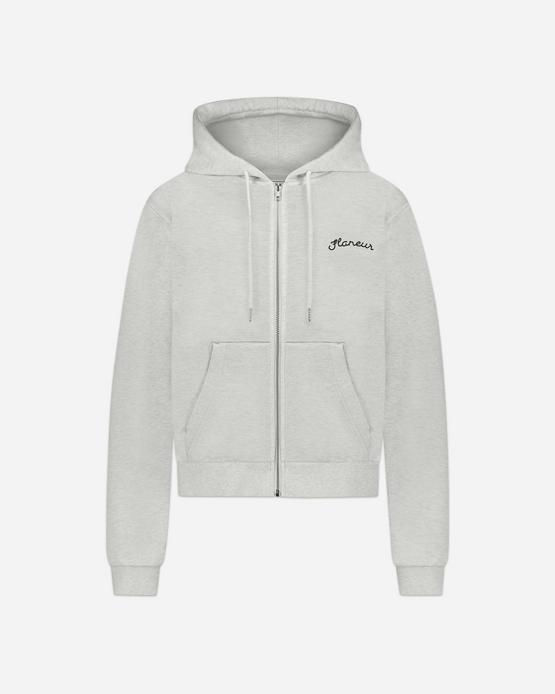 Signature Zip-Up Hoodie | Heather Cool Grey
