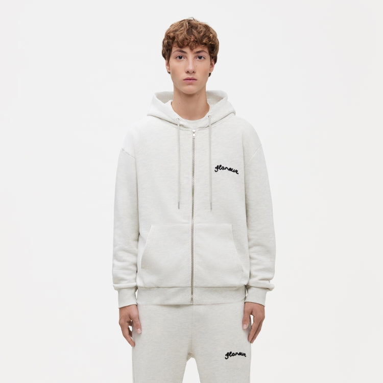 Signature Zip-Up Hoodie | Light Heather Grey