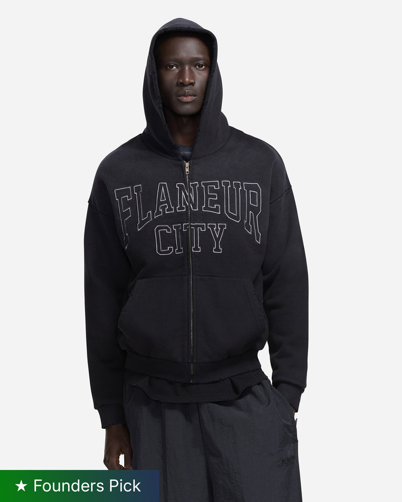 City College Zip-Up | Washed Black