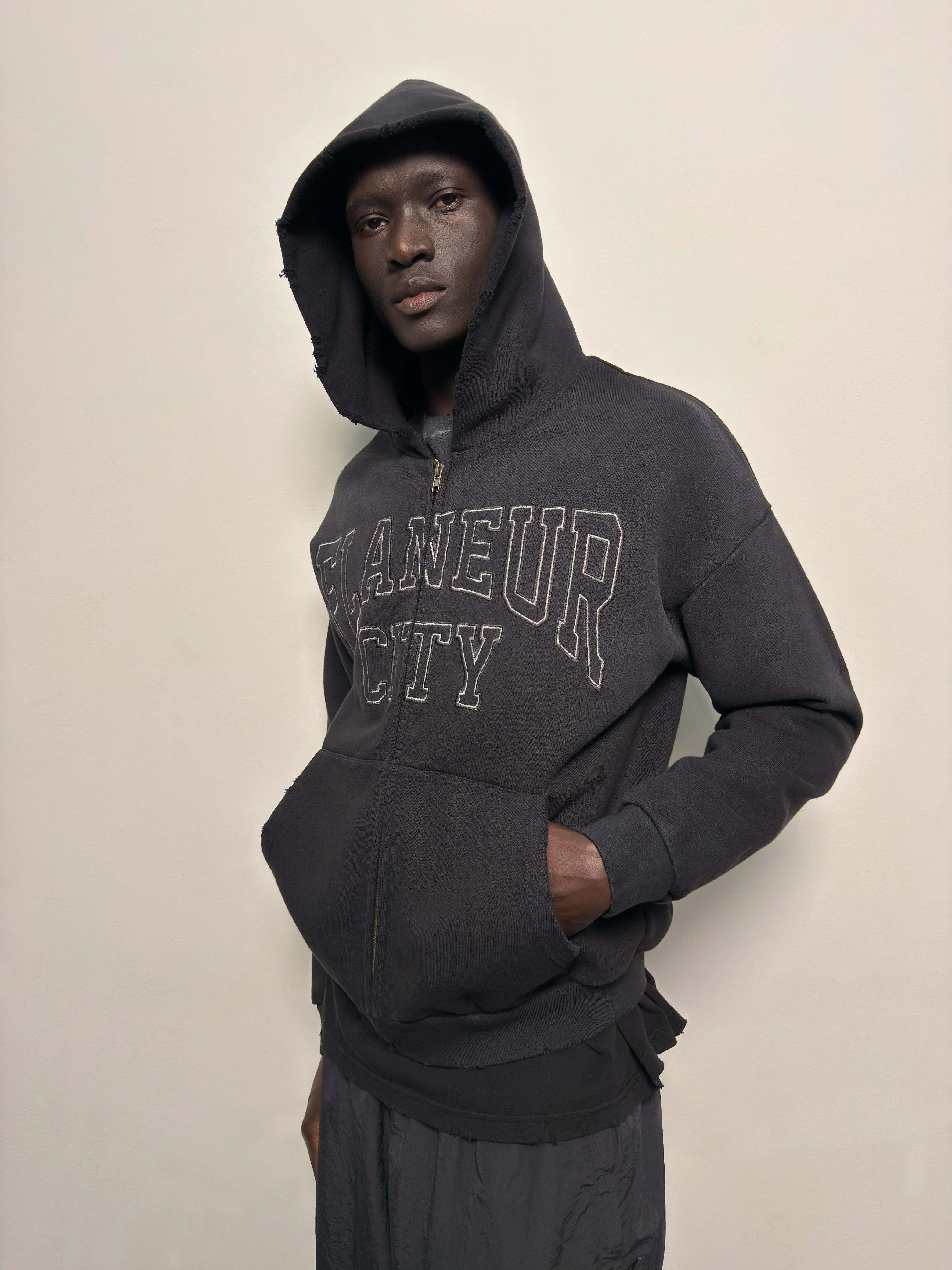 City College Zip-Up | Washed Black – FLÂNEUR