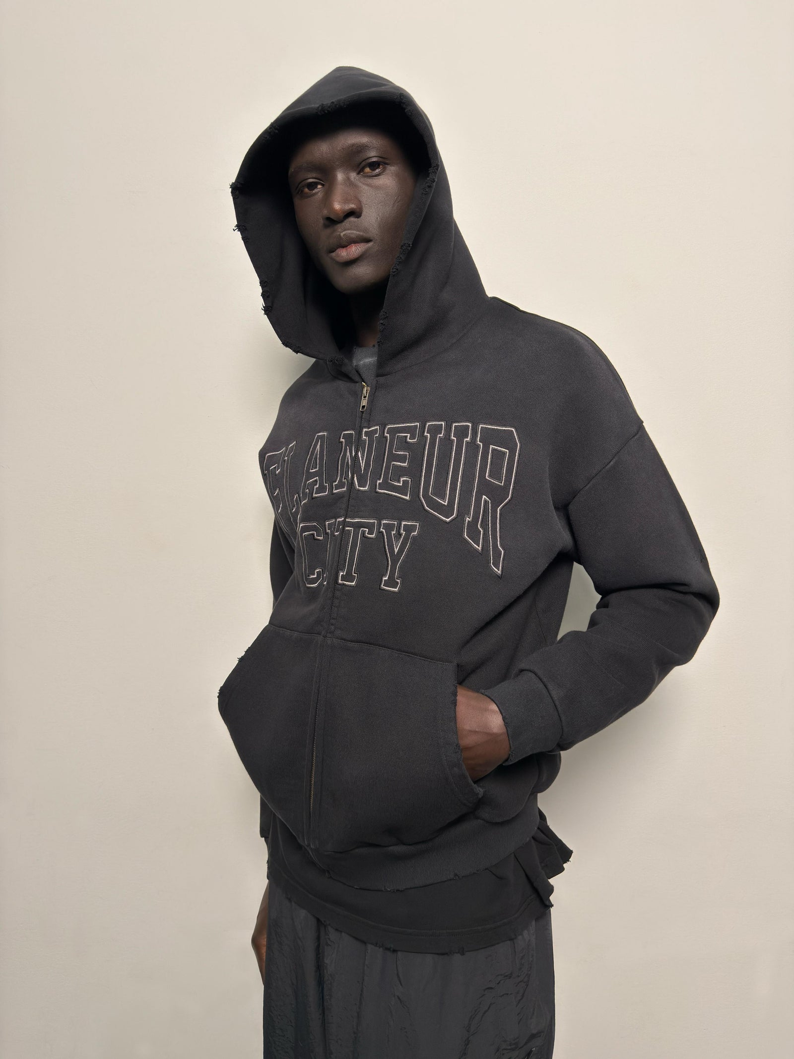 City College Zip-Up | Washed Black