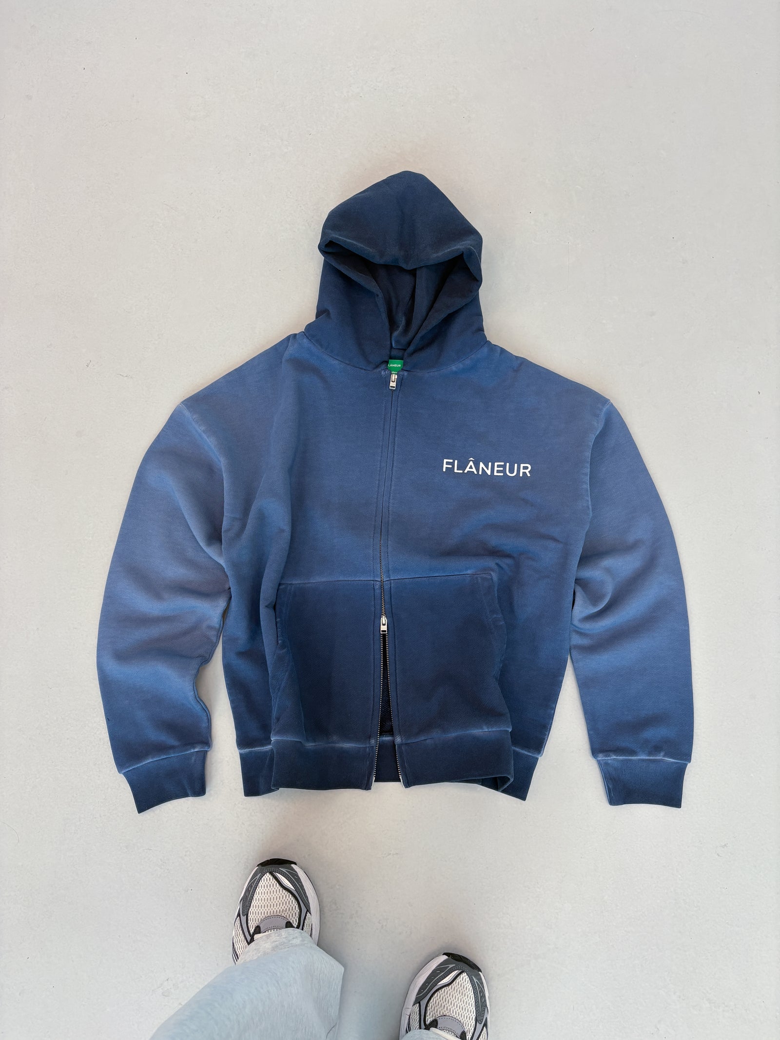 Heavy Double Logo Zip-Up Washed | Navy