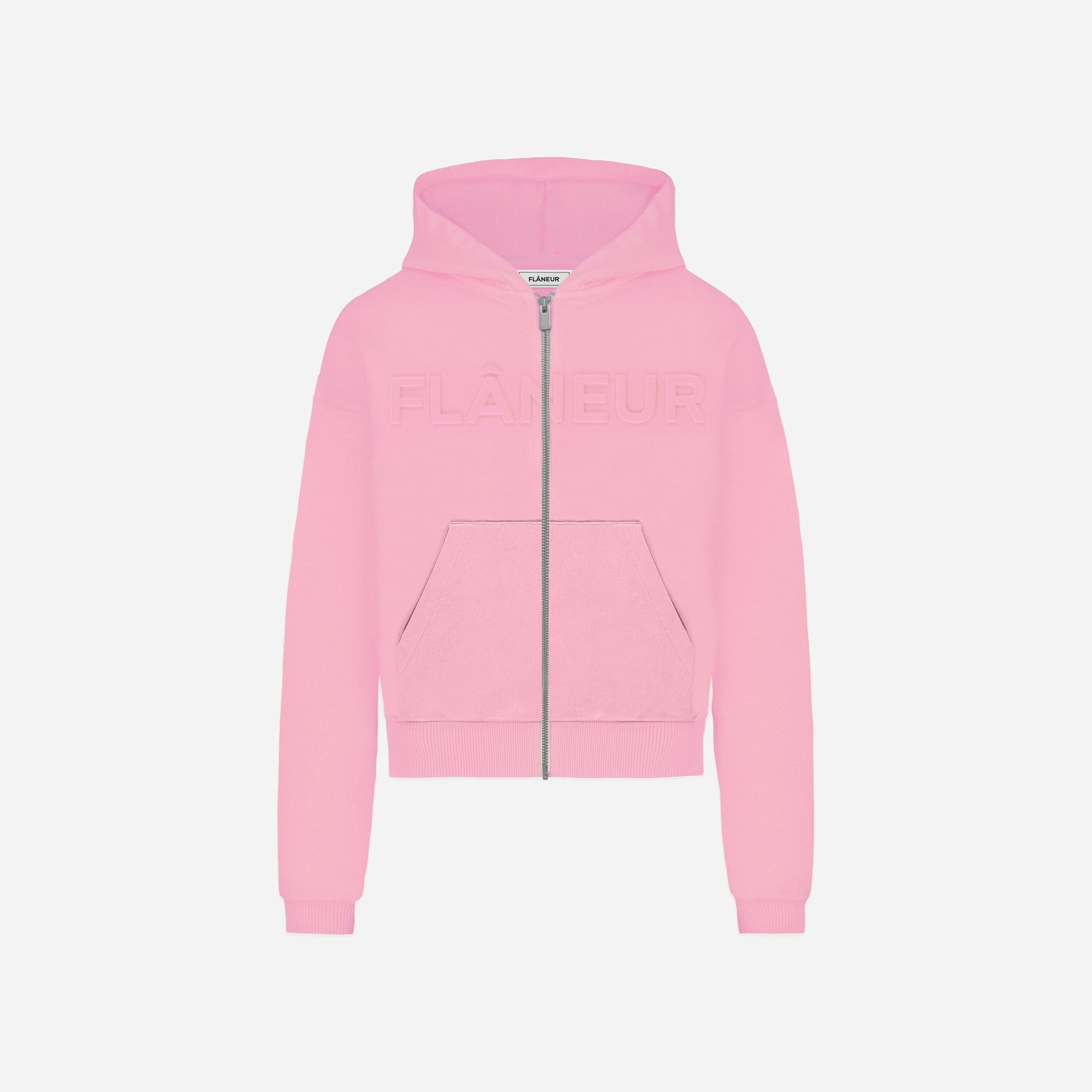 PINKU様 Hoodie met reliëf en rits | Roze – FLÂNEUR