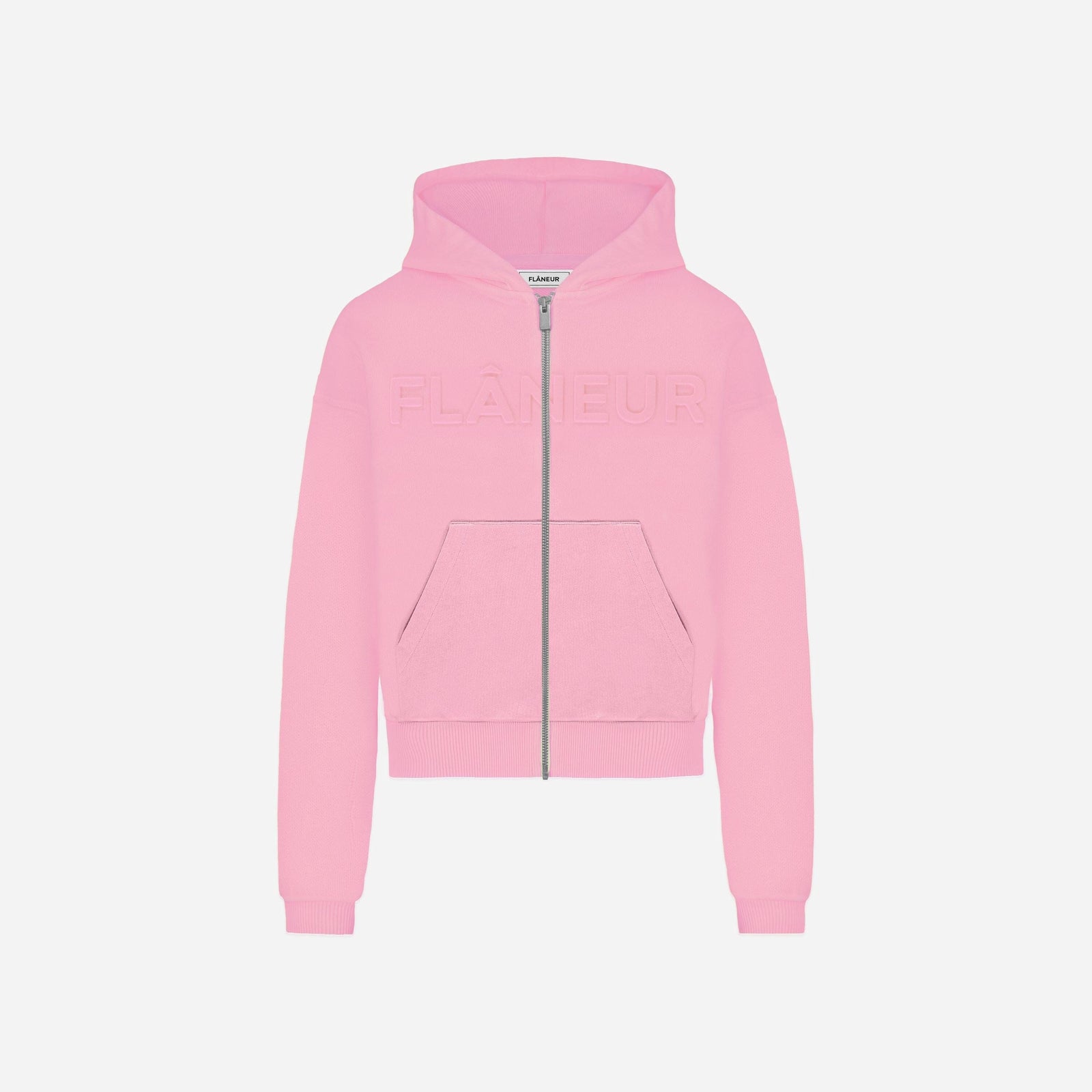 Kapuzenpullover mit Reißverschluss und Prägung | Rosa