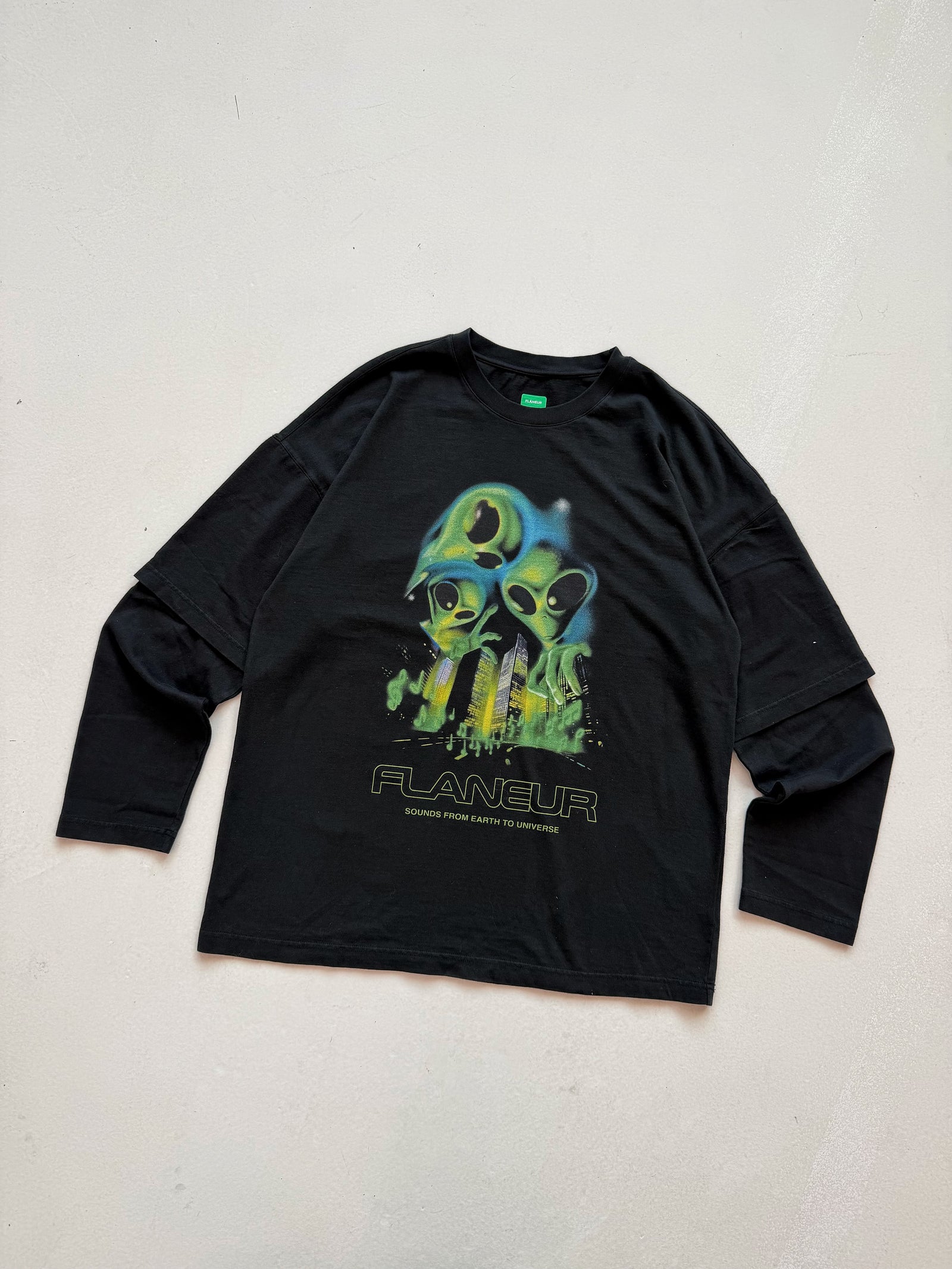 City Aliens Layered Long Sleeve | Washed Black