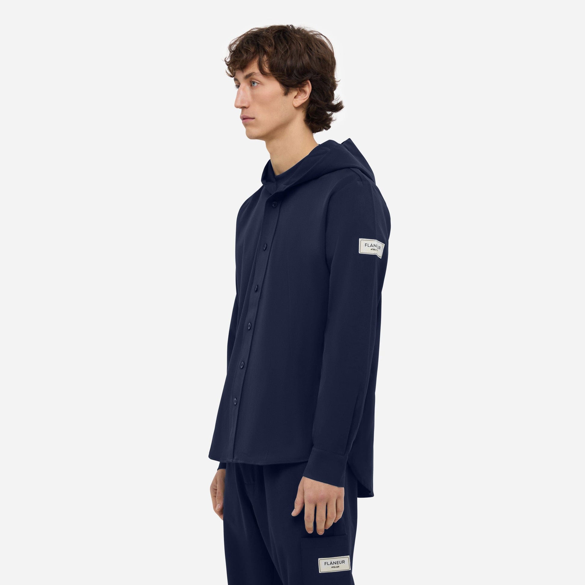 Atelier Hooded Shirt | Navy