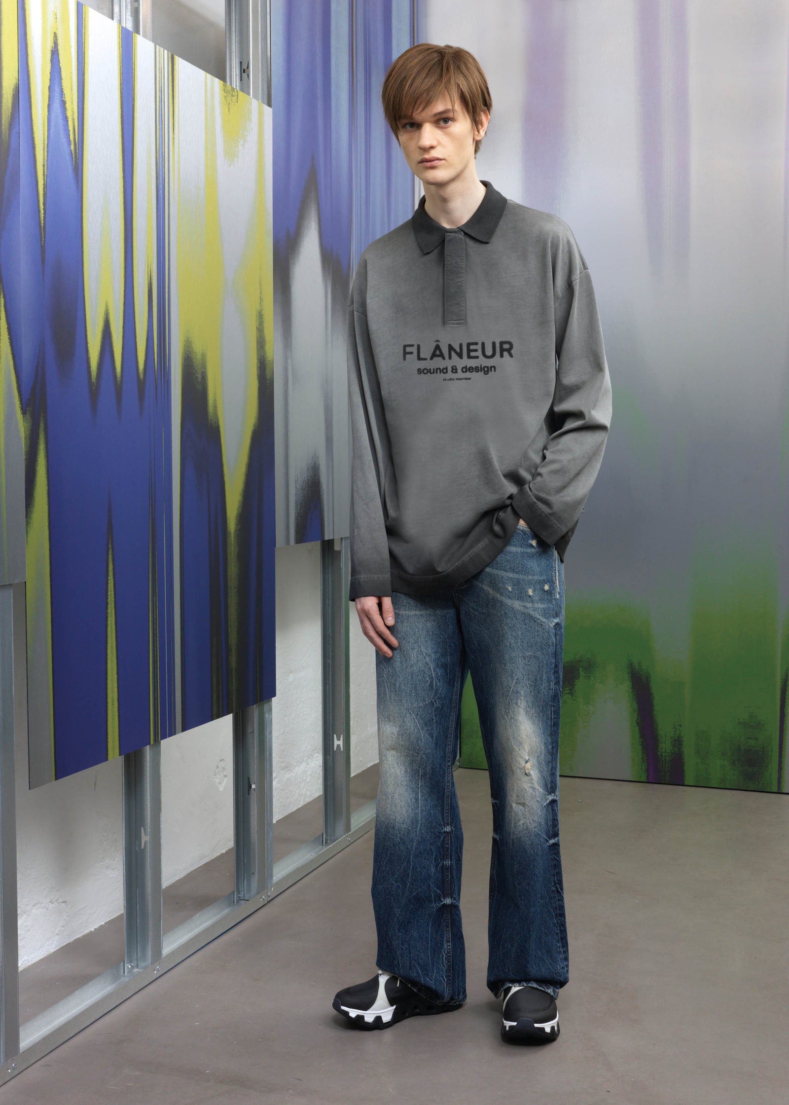 Sound & Design Studio Member Polo Long Sleeve | Washed Grey