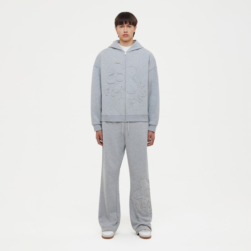 Blossom Patches Zip-Up Hoodie | Heather Grey