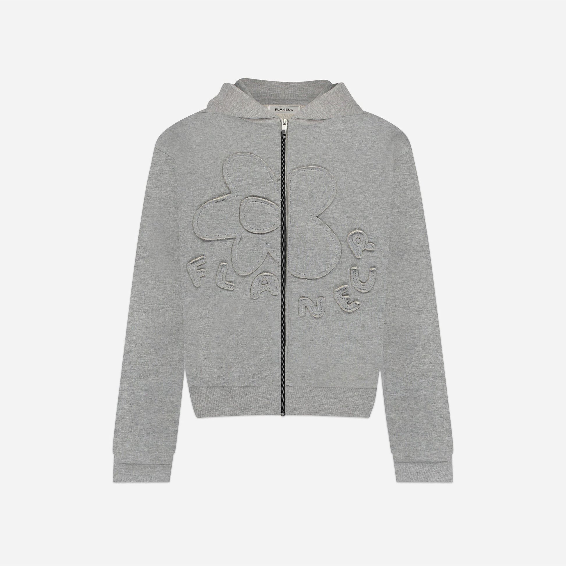 Blossom Patches Zip-Up Hoodie Heather Grey