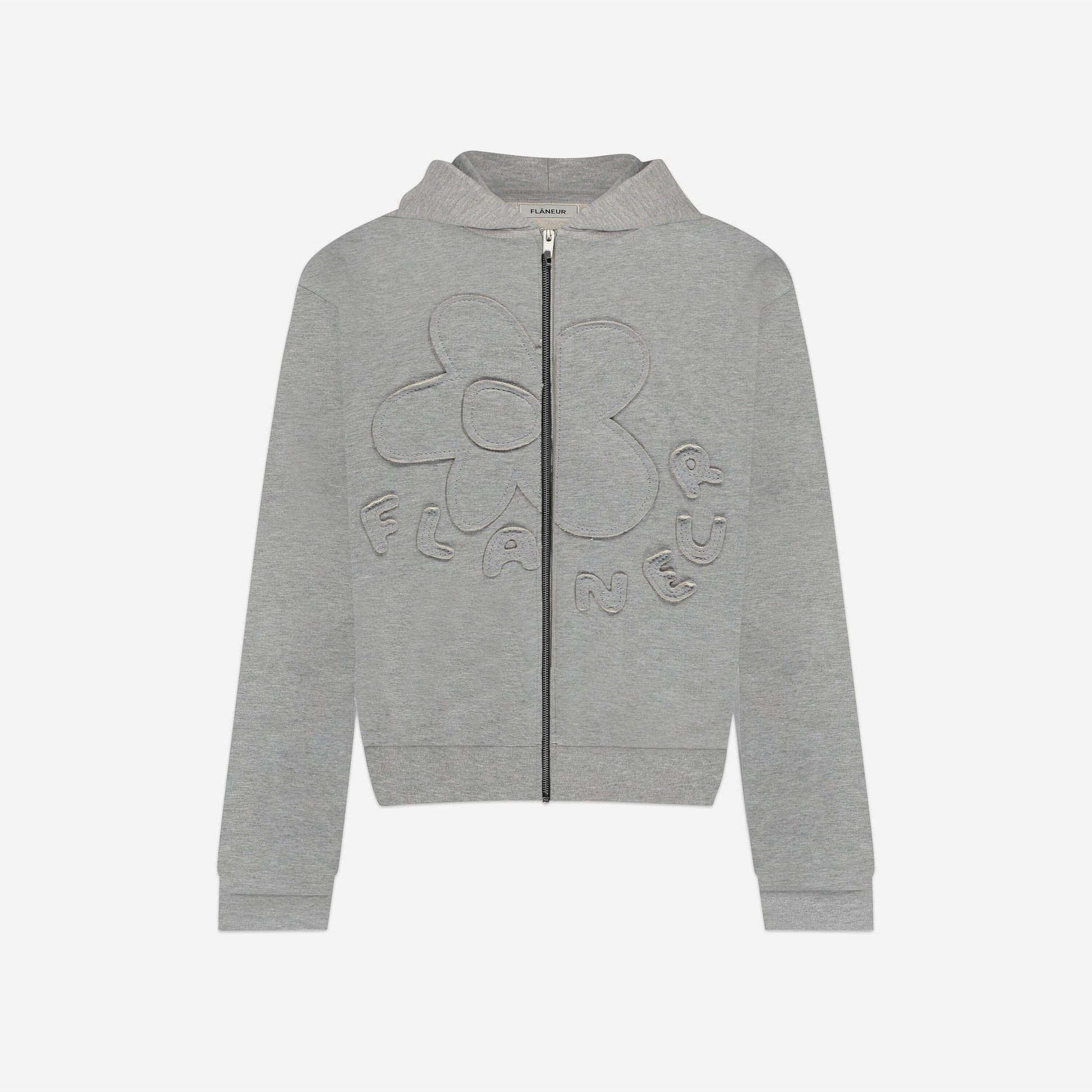 Blossom Patches Zip-Up Hoodie | Heather Grey