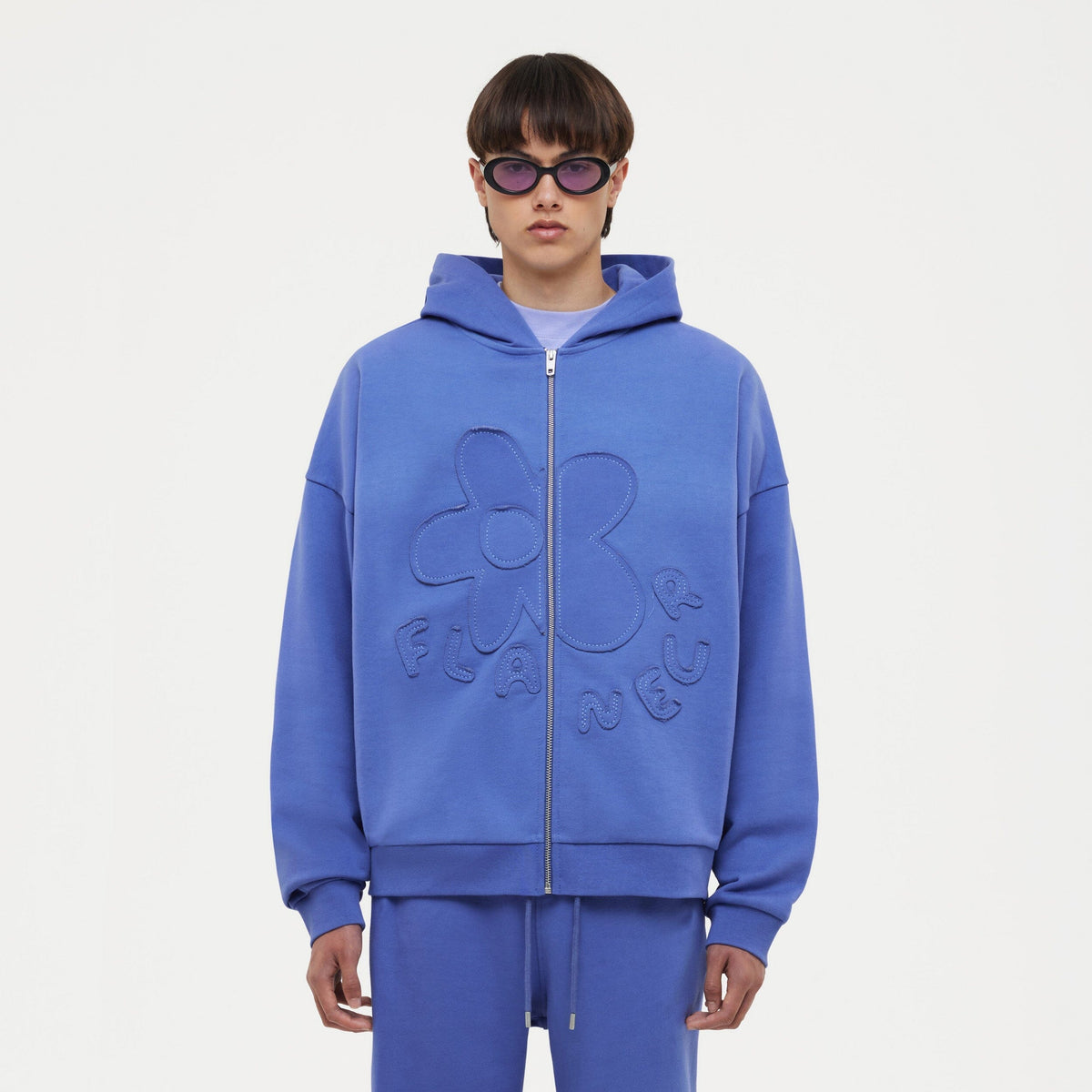 Blossom Patches Zip-Up Hoodie | Purple