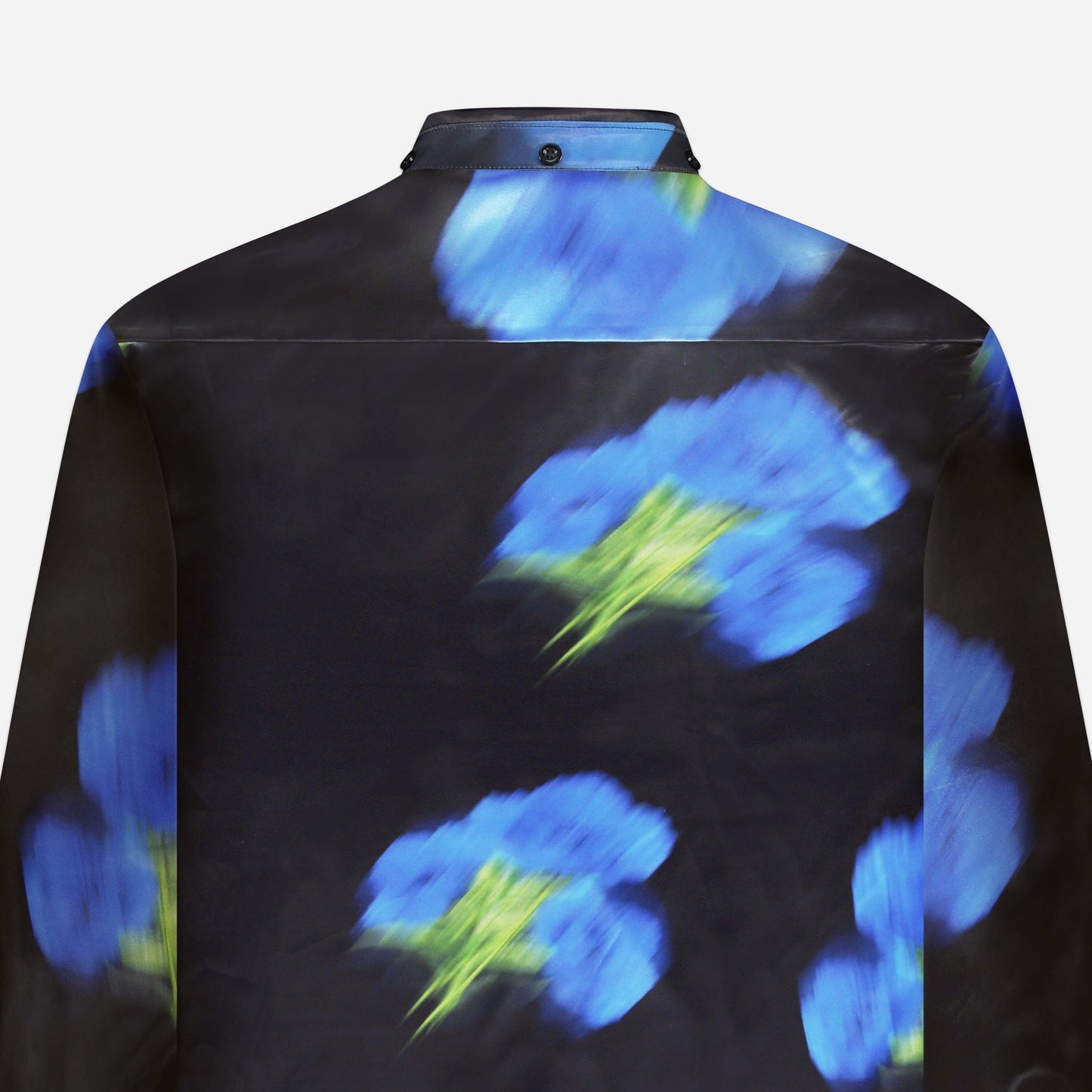 Blurred Flower Hooded Shirt Black