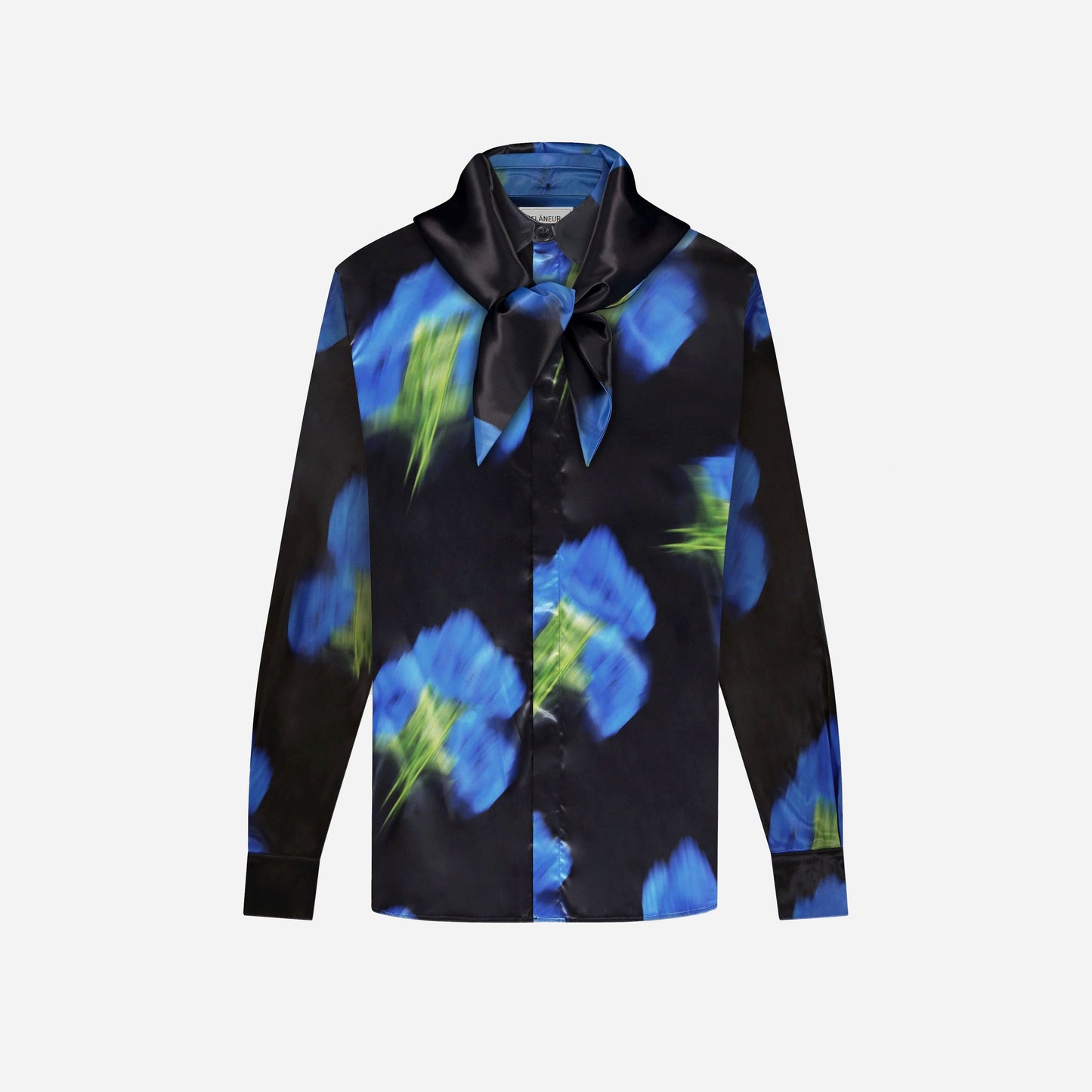 Blurred Flower Hooded Shirt Black