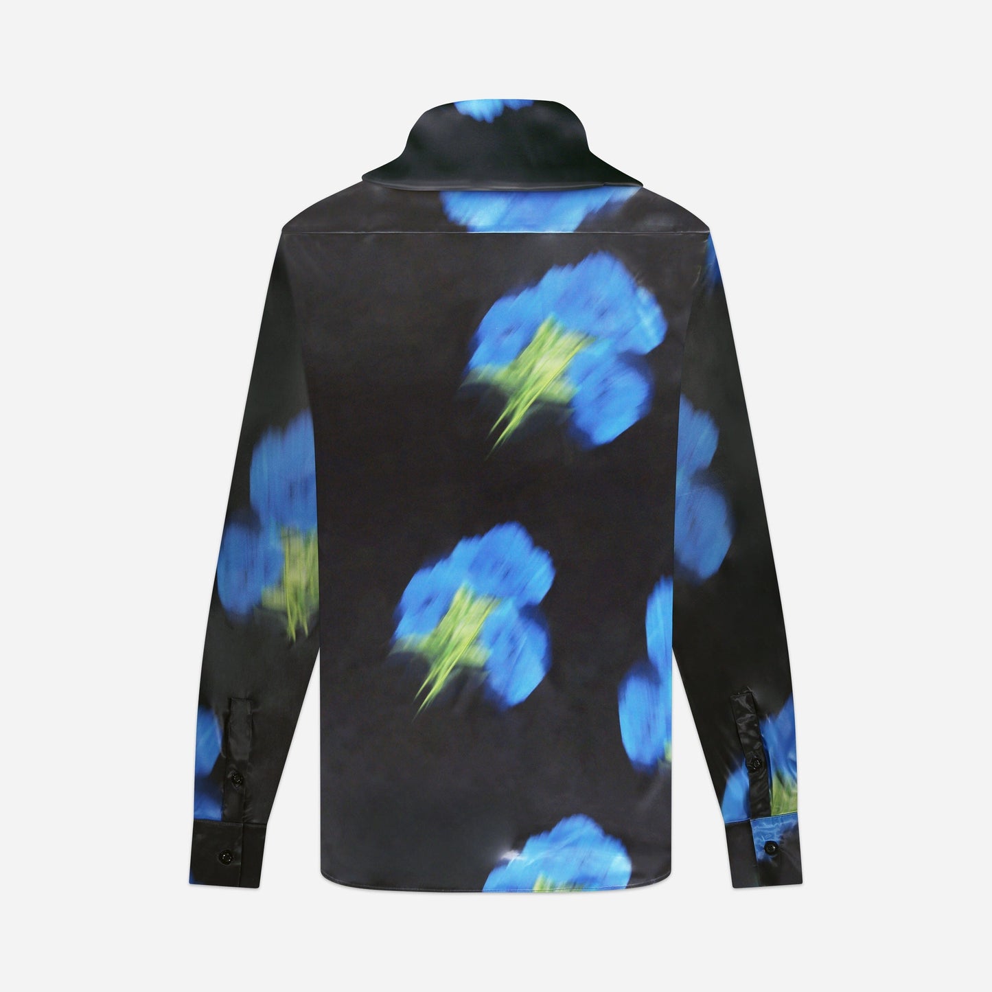 Blurred Flower Hooded Shirt Black