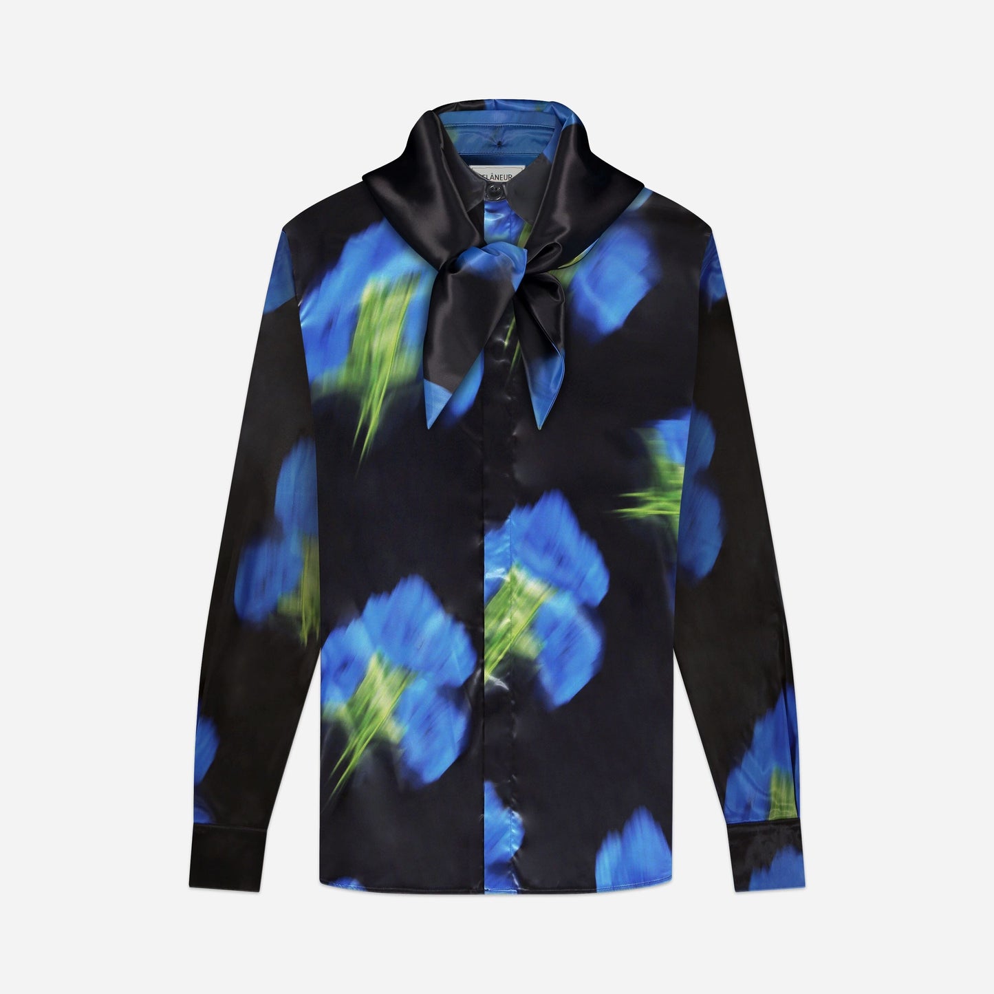 Blurred Flower Hooded Shirt Black