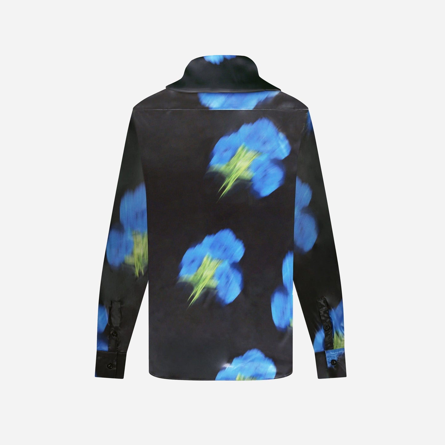 Blurred Flower Hooded Shirt Black