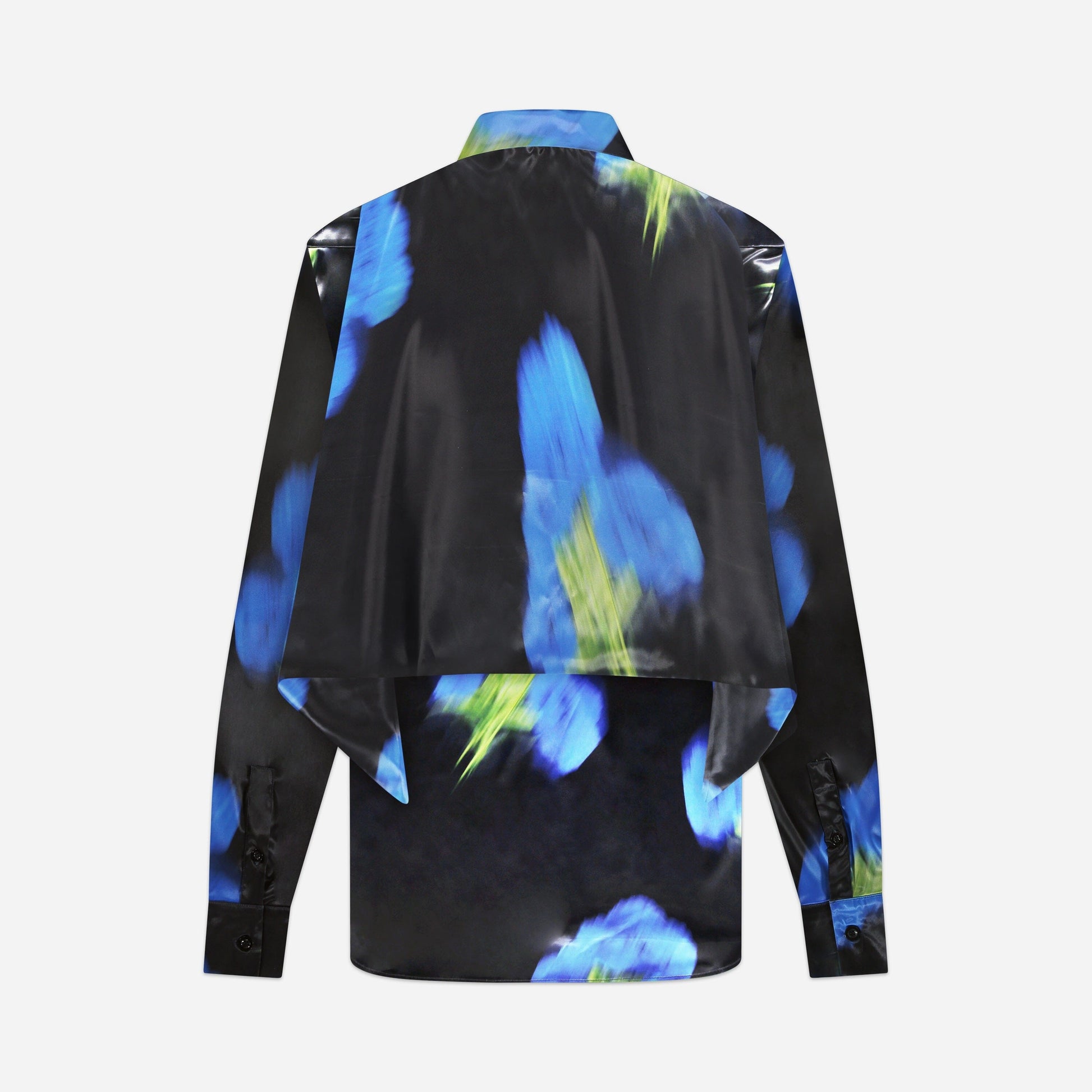 Blurred Flower Hooded Shirt Black