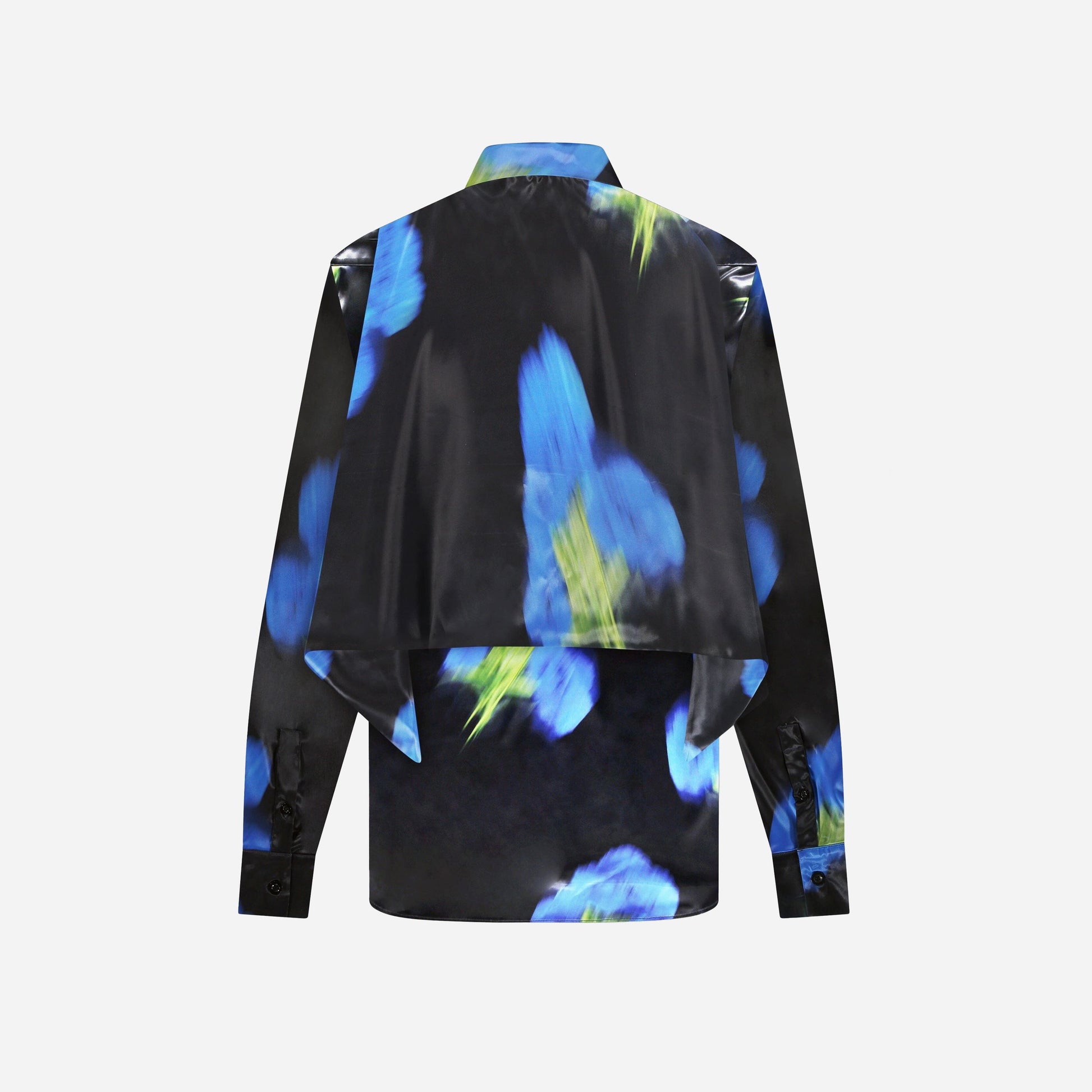 Blurred Flower Hooded Shirt Black