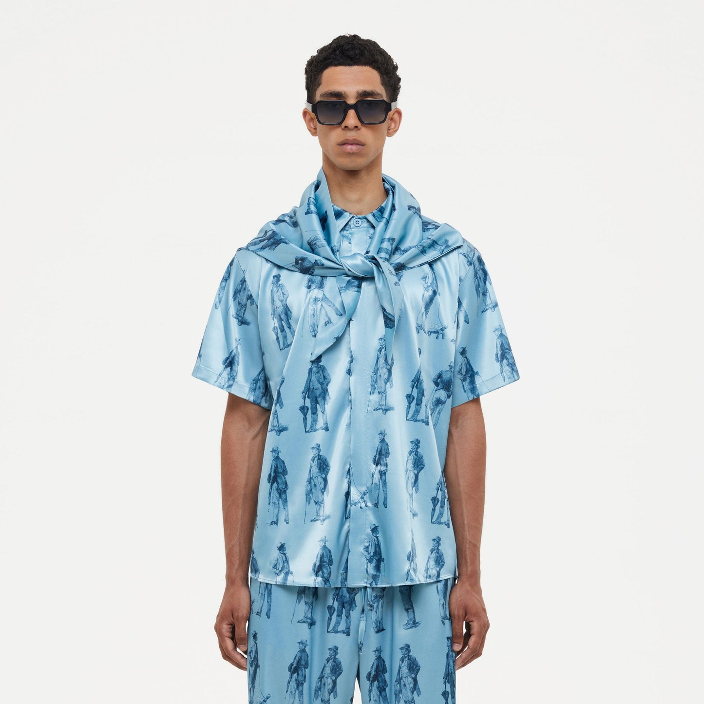 Boulevardiers Hooded Shirt Sky Blue