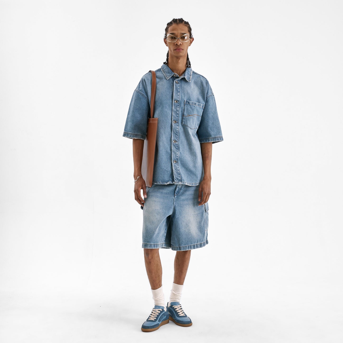 Cargo Shorts | Light Blue Denim
