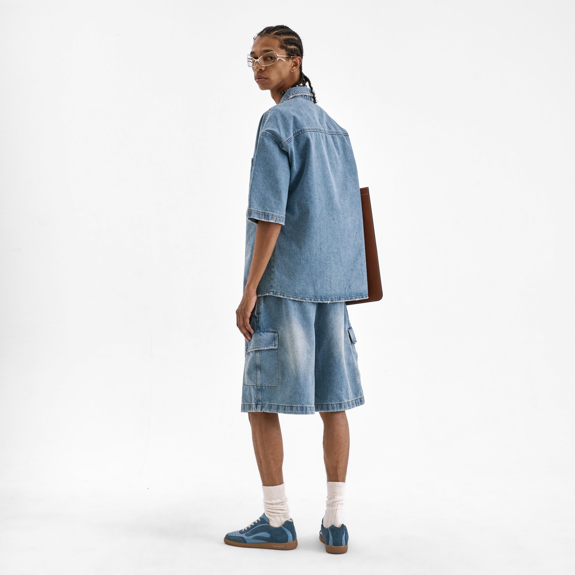 Cargo Shorts | Light Blue Denim
