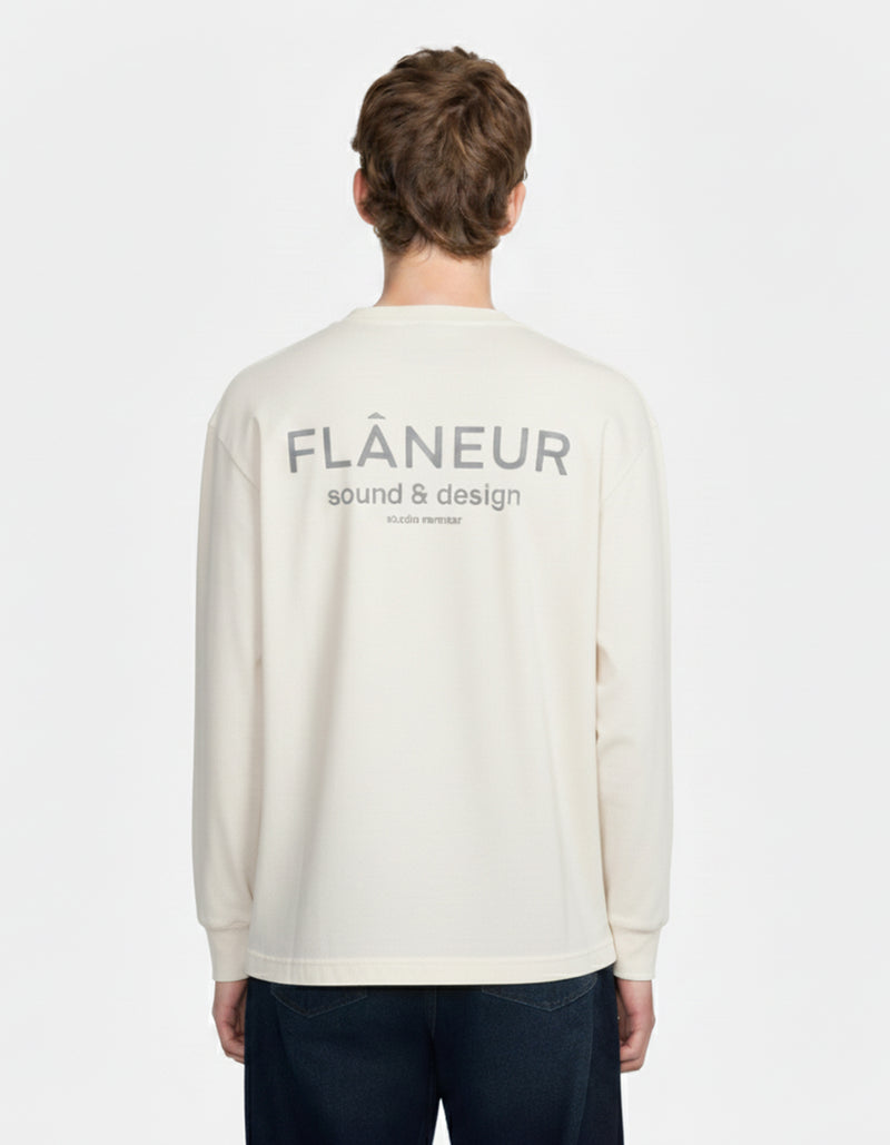 Sound &amp; Design Langarmshirt, gewaschen | Weiß