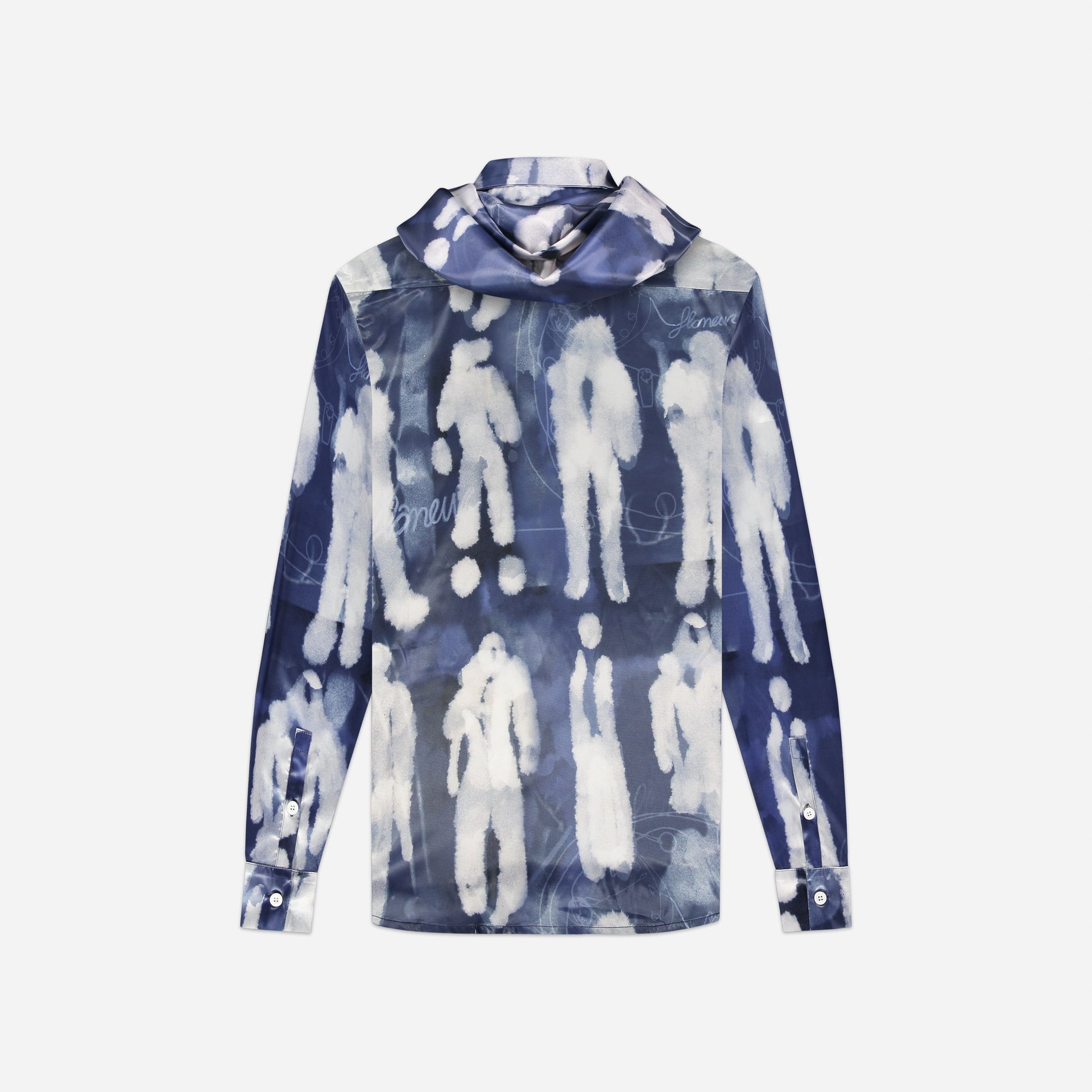 Characters Silk Hooded Shirt | Blue