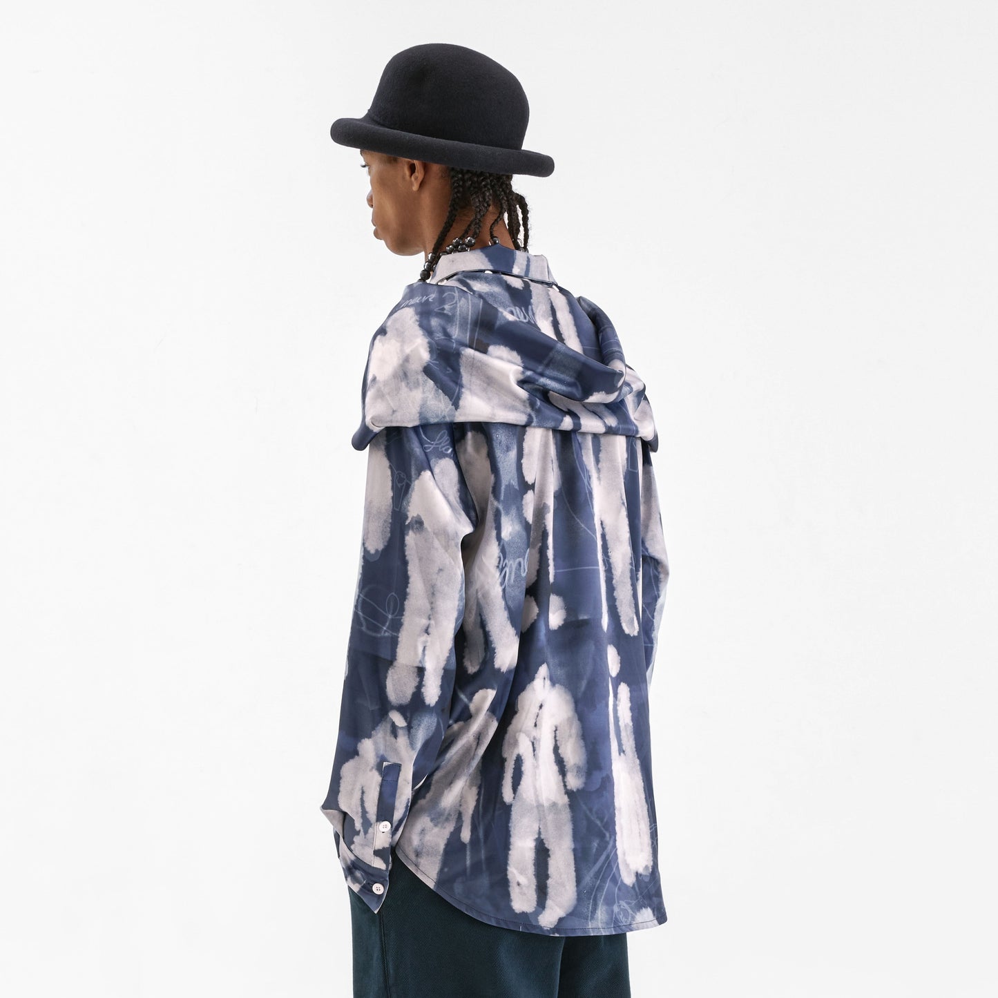 Characters Silk Hooded Shirt | Blue