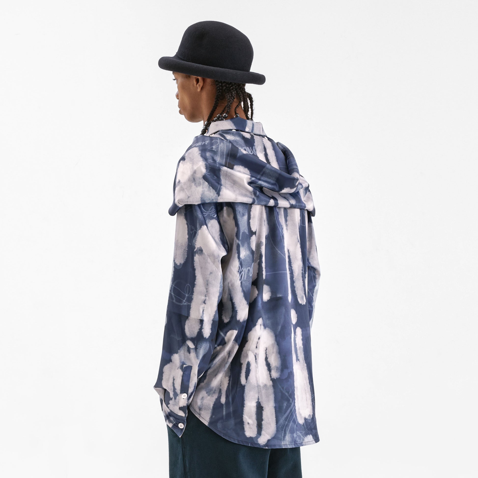 Characters Silk Hooded Shirt | Blue