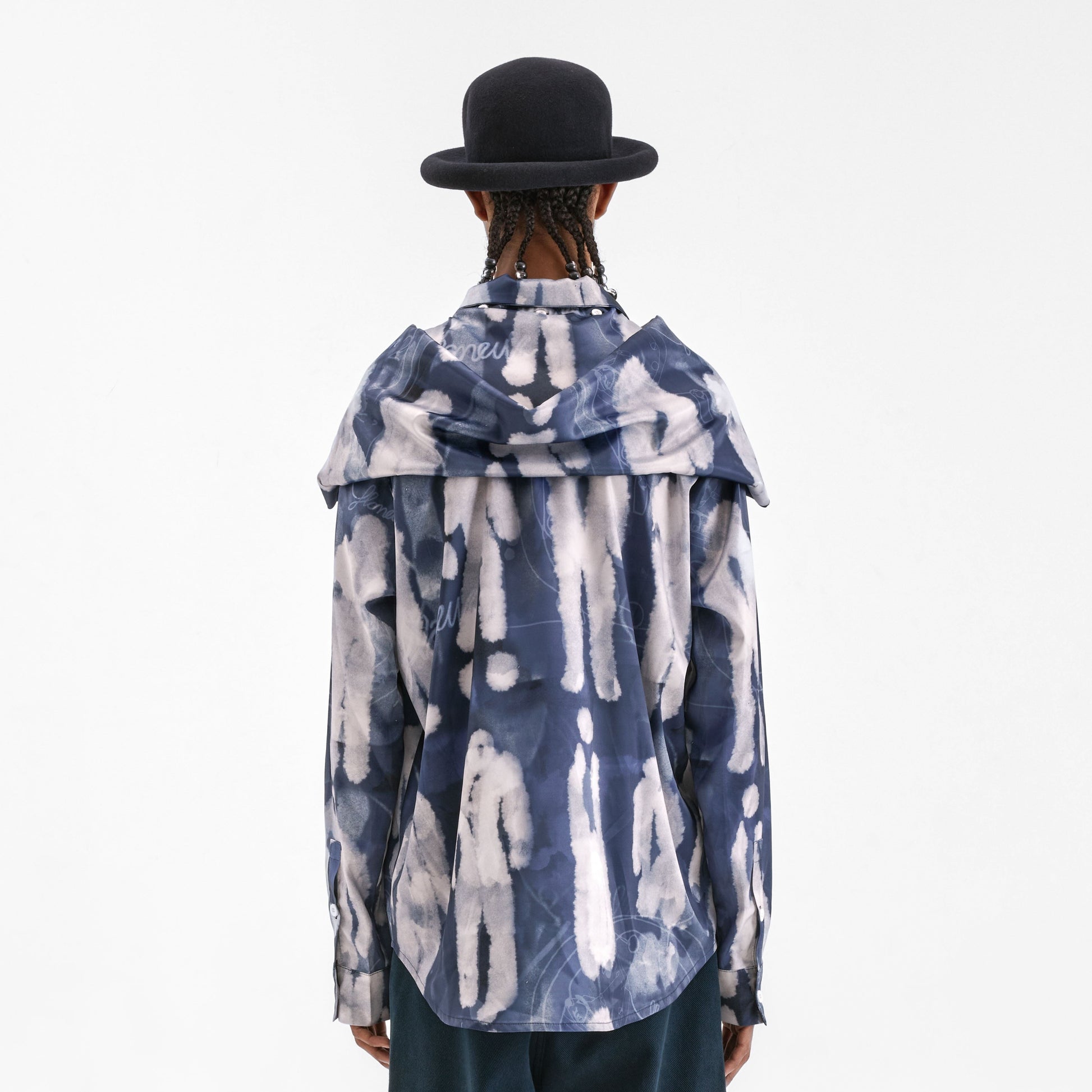 Characters Silk Hooded Shirt | Blue