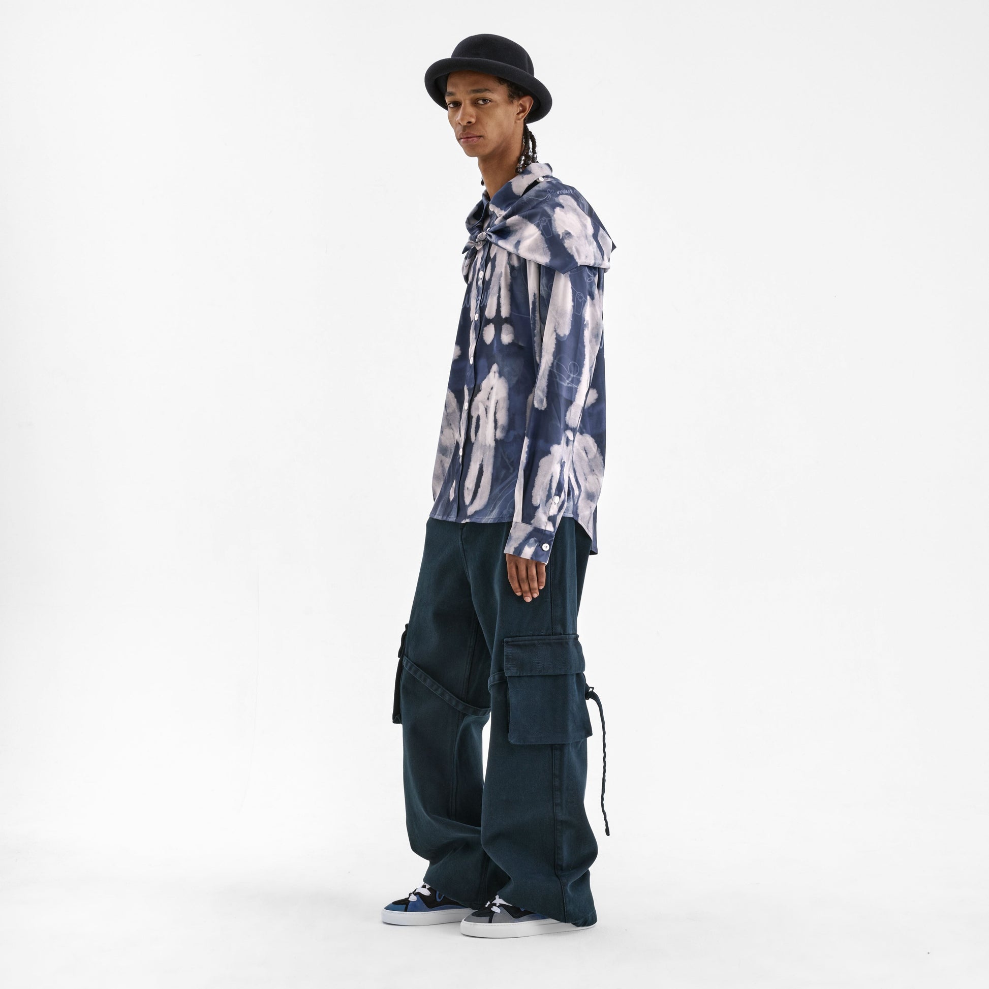 Characters Silk Hooded Shirt | Blue