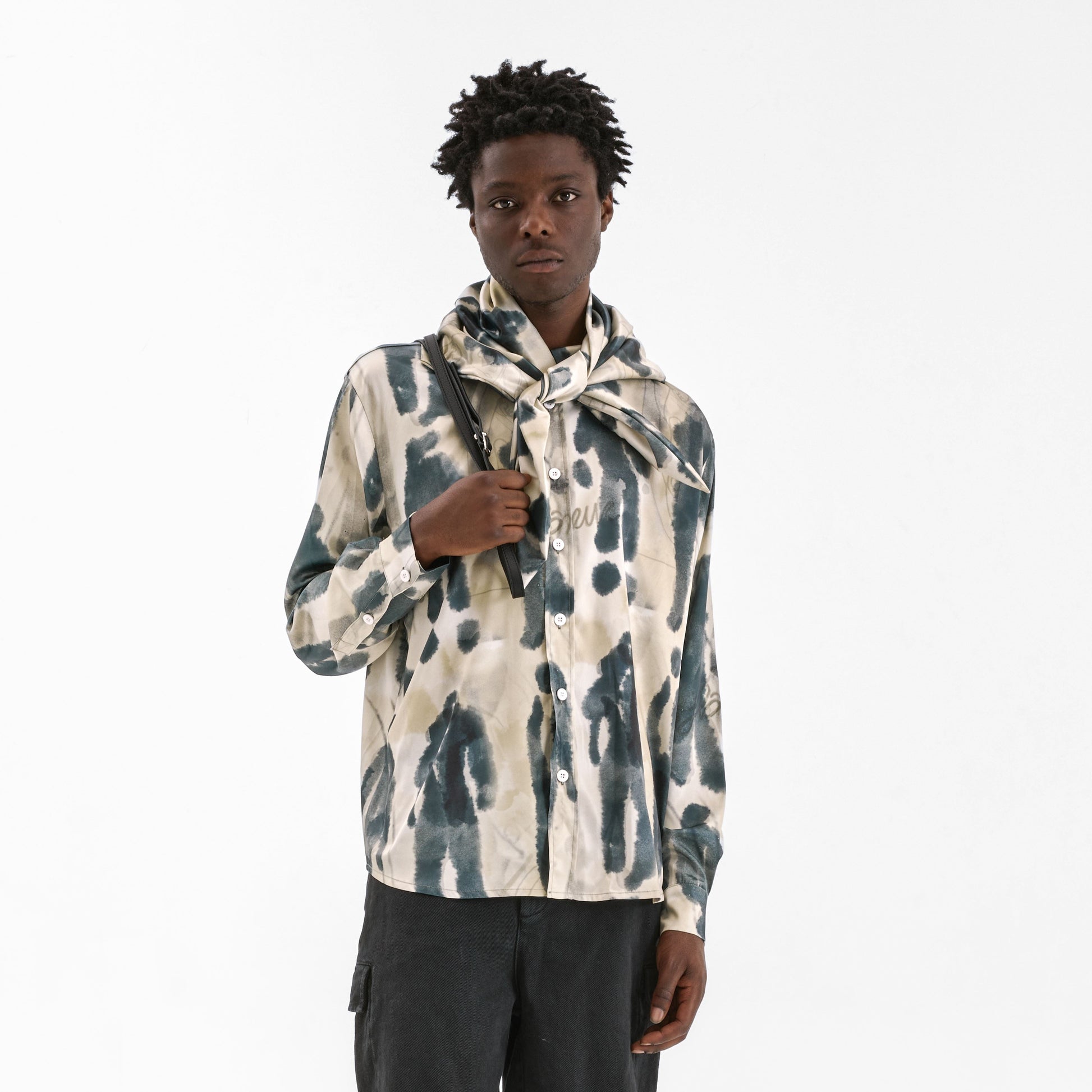 Characters Silk Hooded Shirt | Ecru