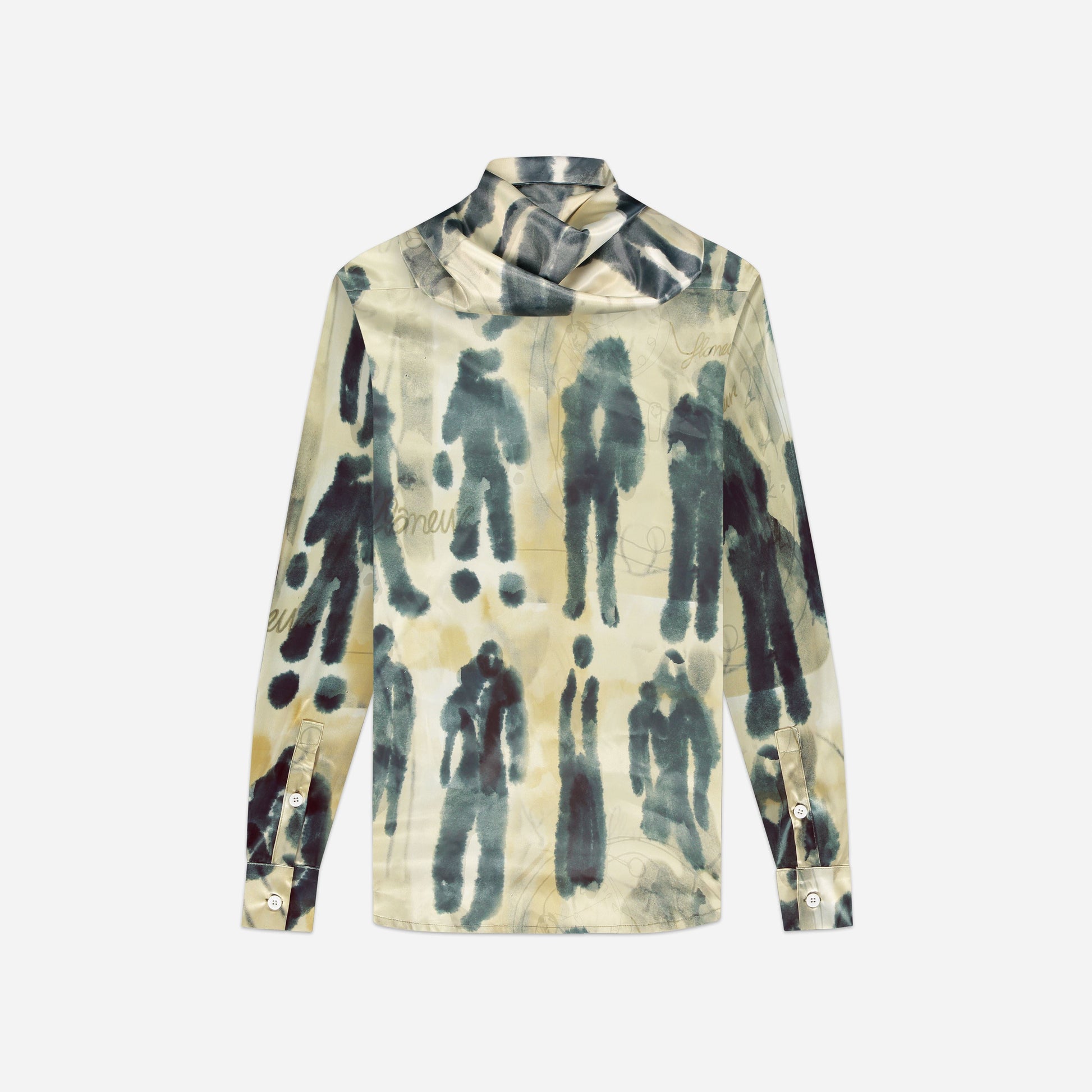 Characters Silk Hooded Shirt | Ecru
