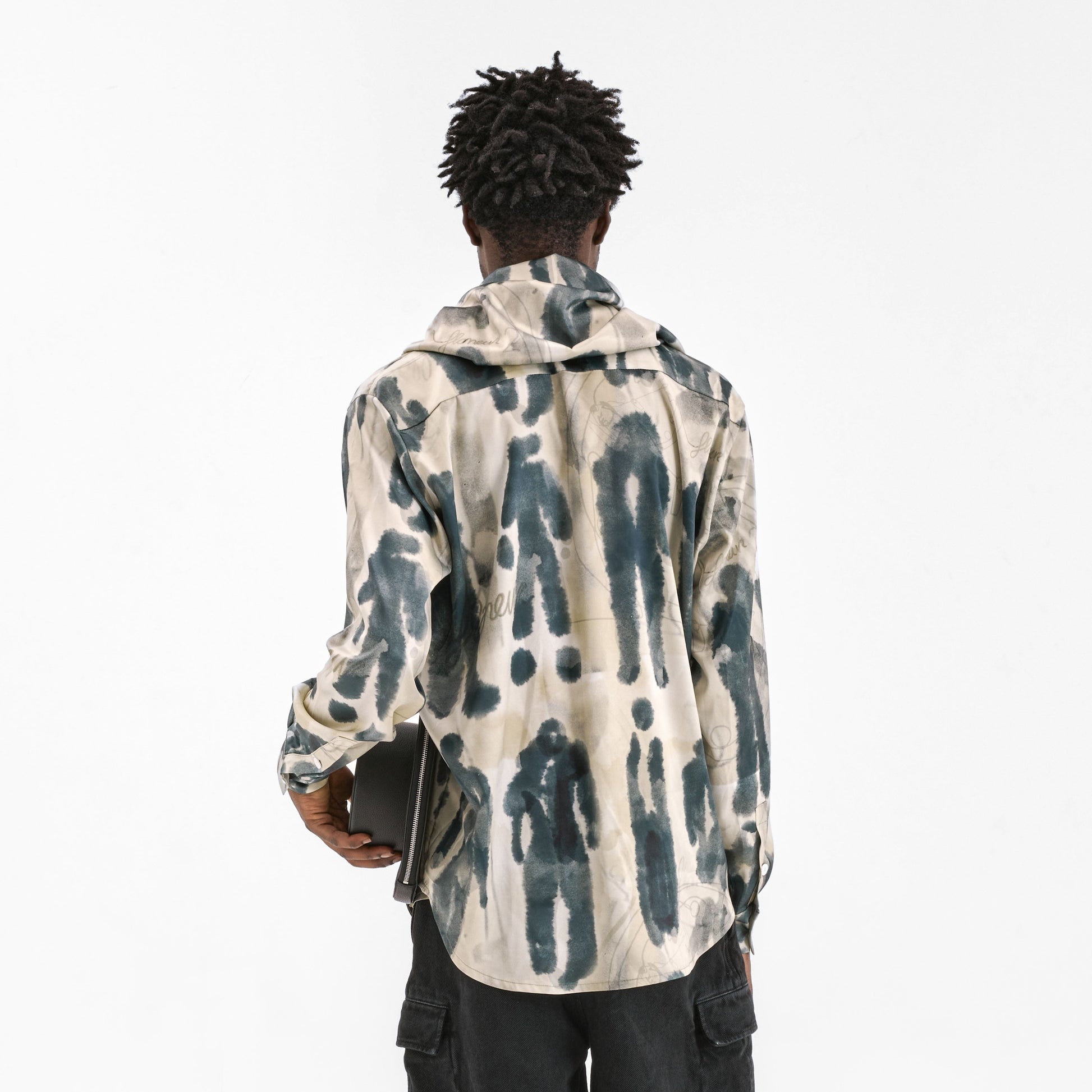 Characters Silk Hooded Shirt | Ecru