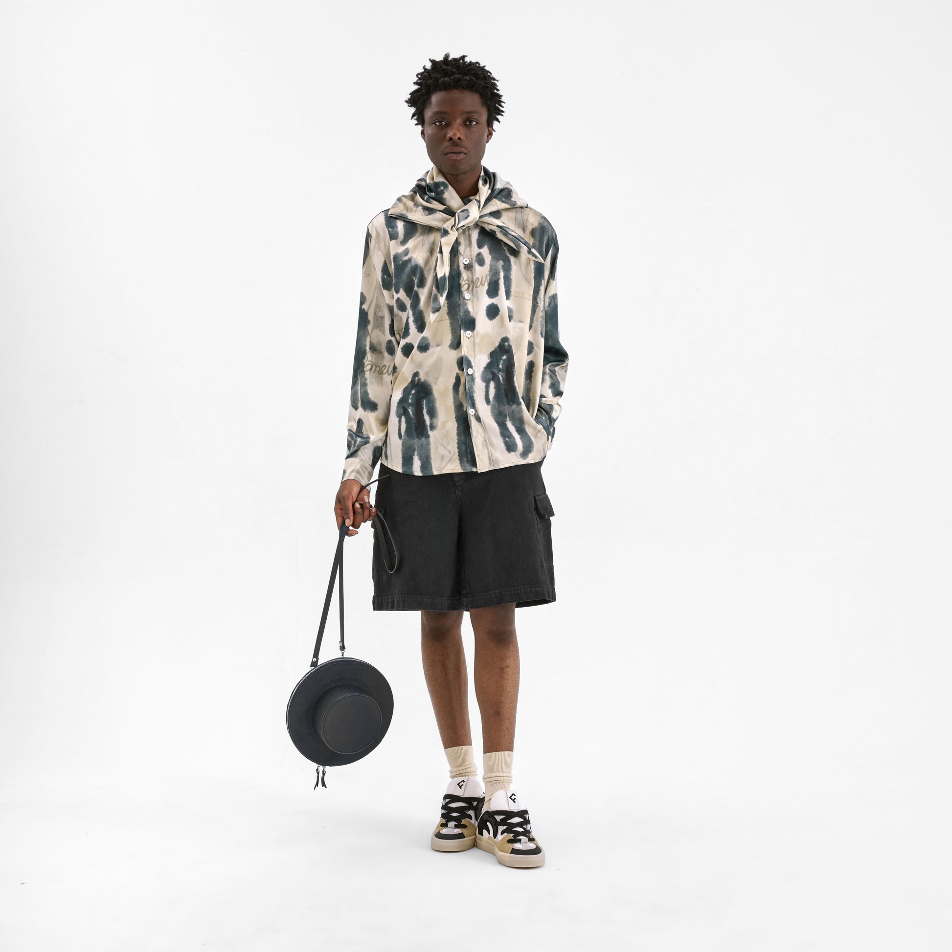 Characters Silk Hooded Shirt | Ecru