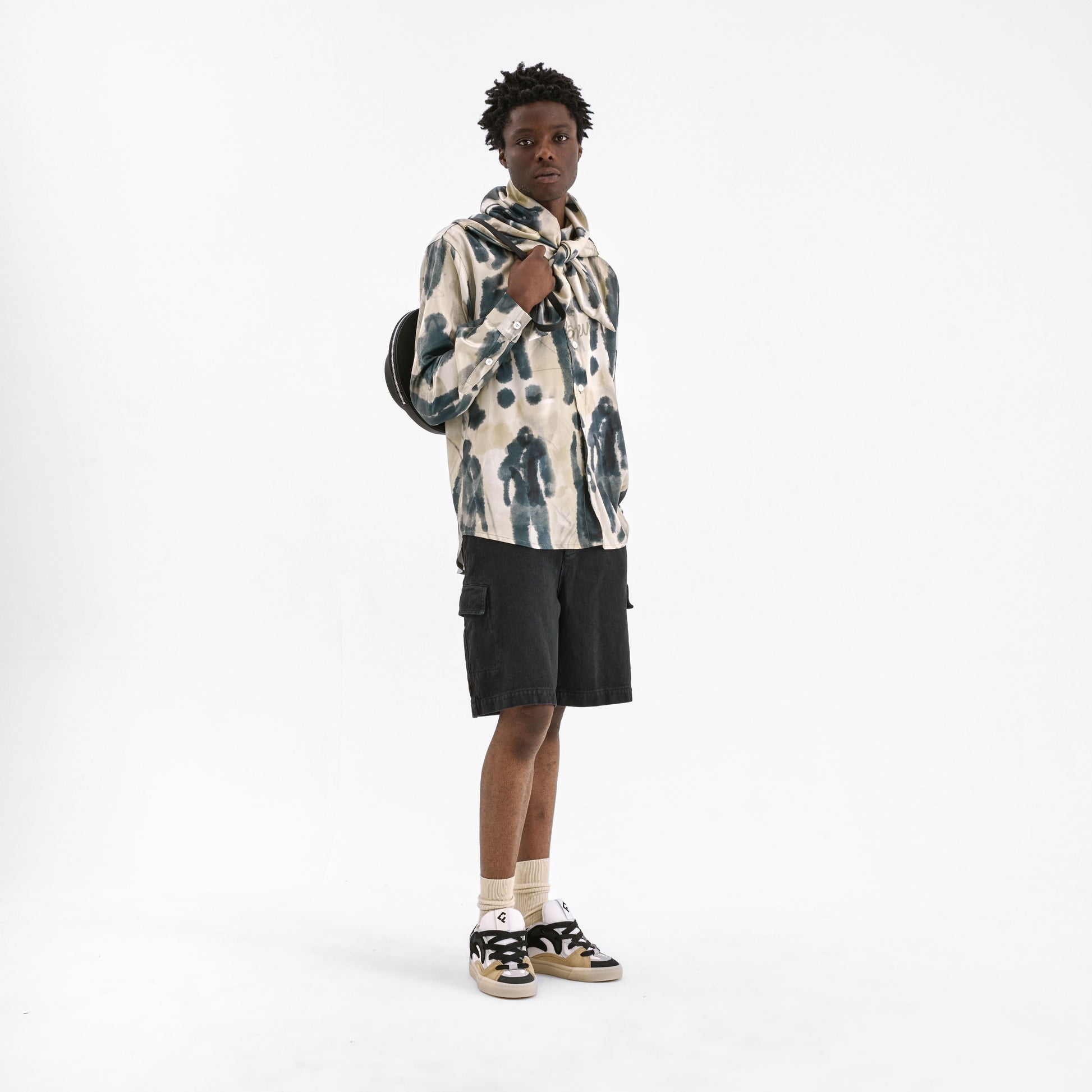 Characters Silk Hooded Shirt | Ecru