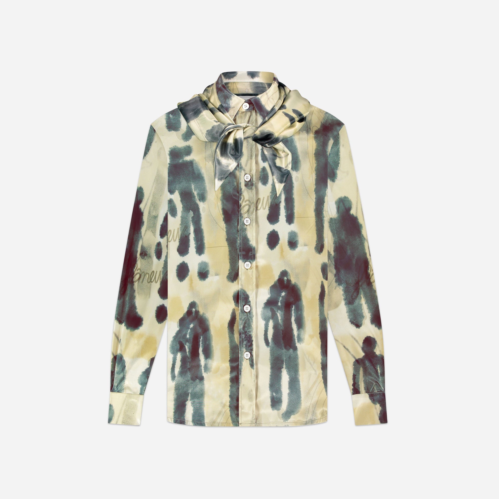 Characters Silk Hooded Shirt | Ecru