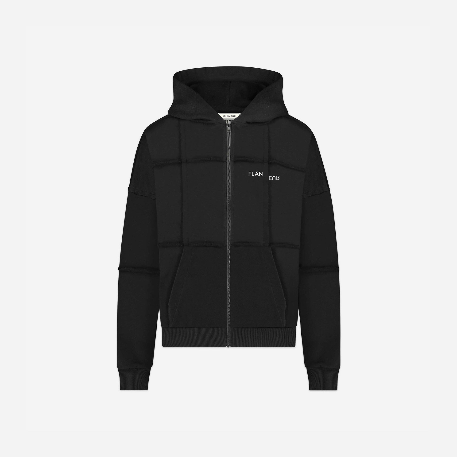 Cut and Sew Zip-Up Hoodie | Black