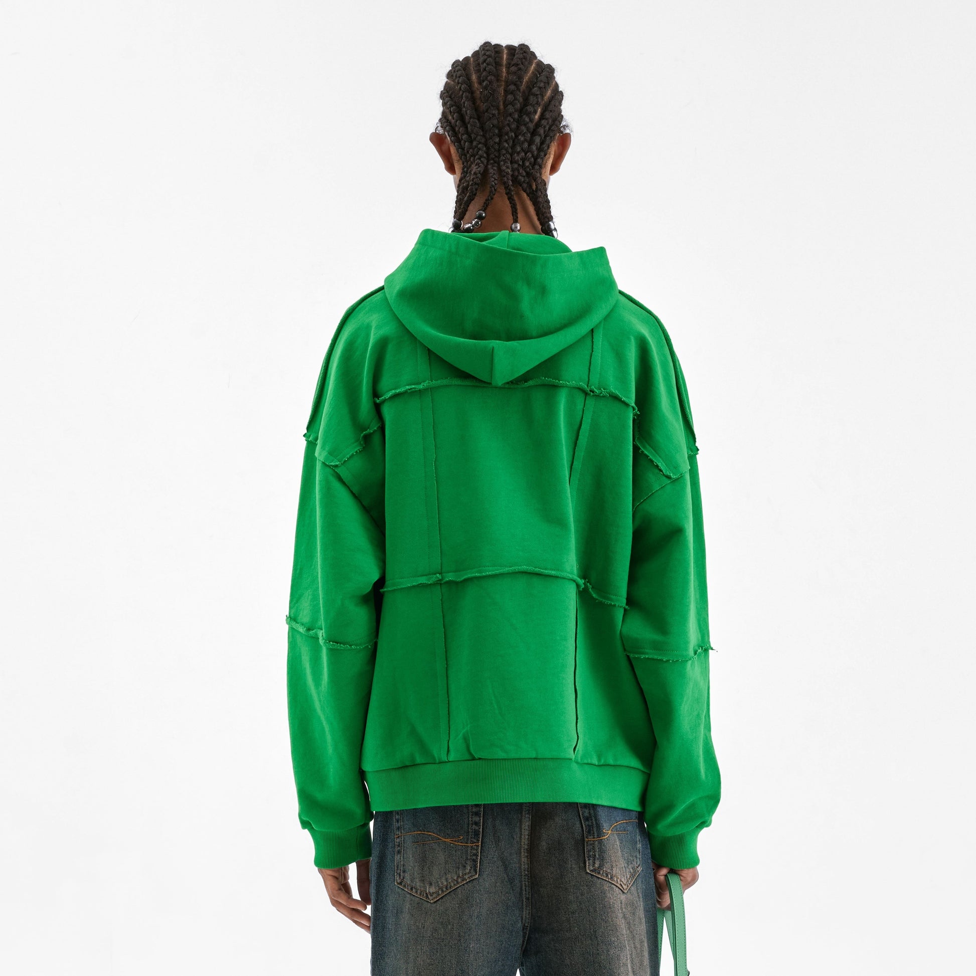 Cut and Sew Zip-Up Hoodie | Green
