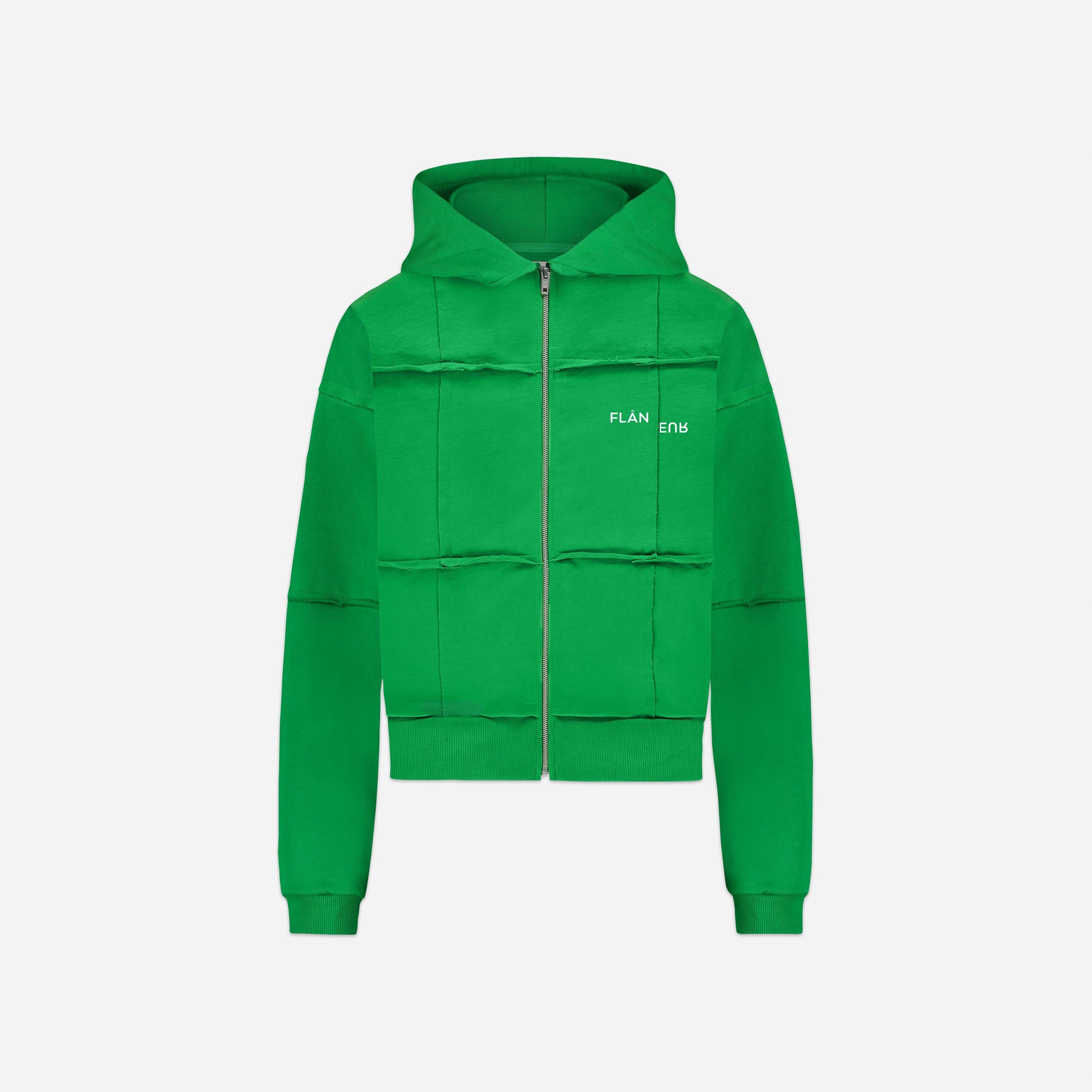 Cut and Sew Zip-Up Hoodie Green