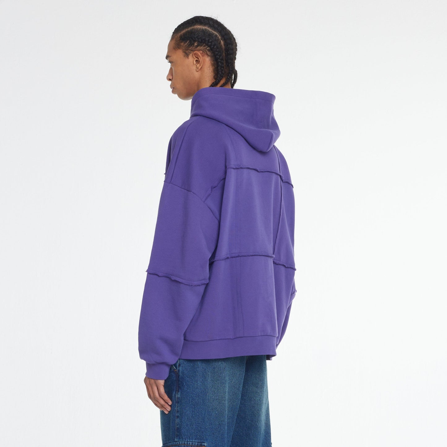 Cut and Sew Zip-Up Hoodie Purple