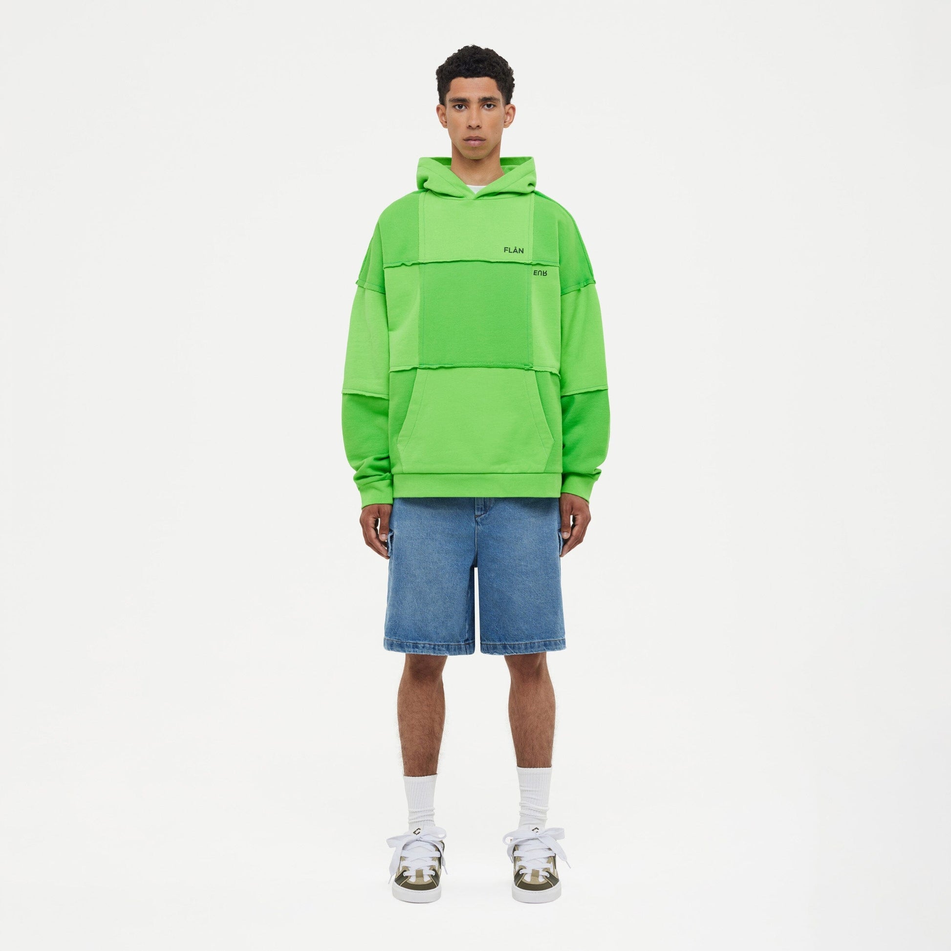 Cut & Sew Hoodie | Neon Green