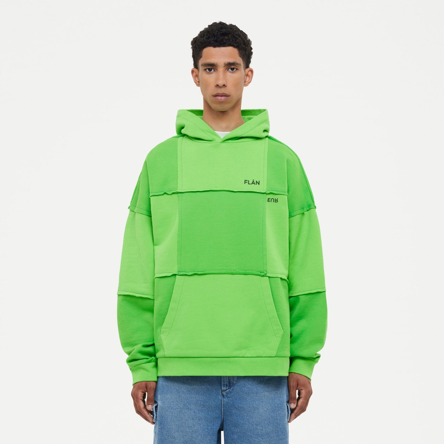 Cut & Sew Hoodie Neon Green