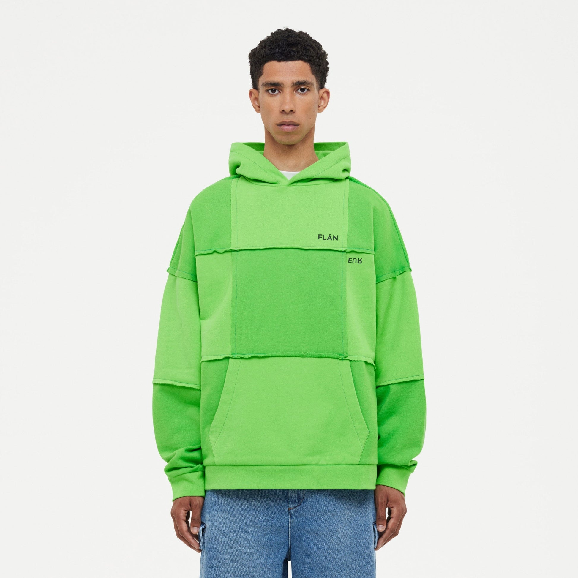 Cut & Sew Hoodie Neon Green